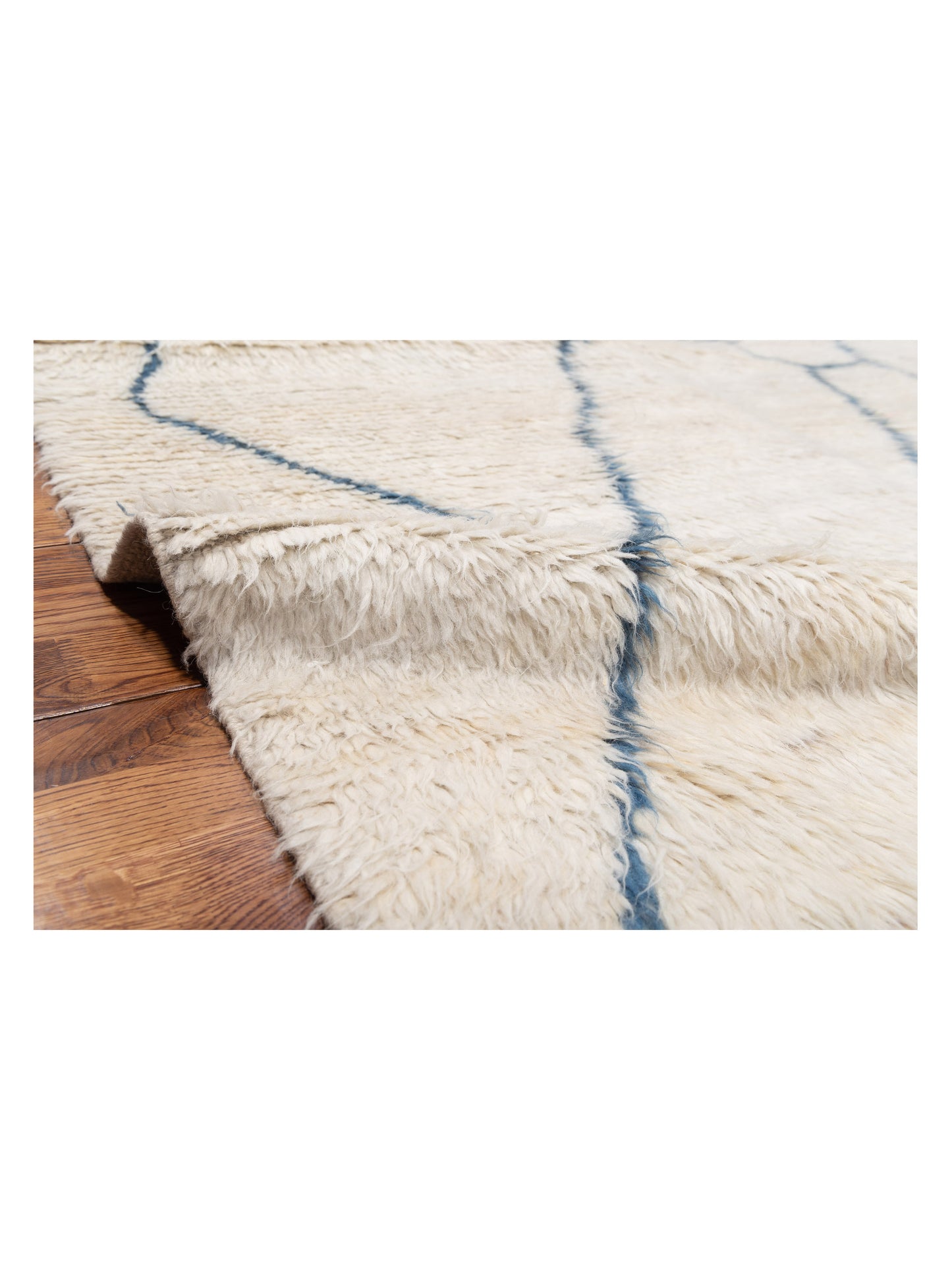 Berber Efes Ivory Blue 8x10.6 Hand Knotted Rug