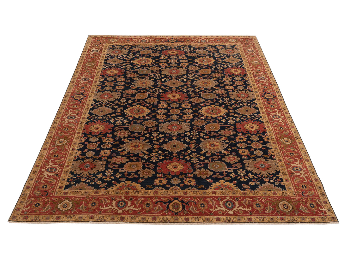 Simav 127925 Blue Red 9.2x11.9 Hand Knotted Rug