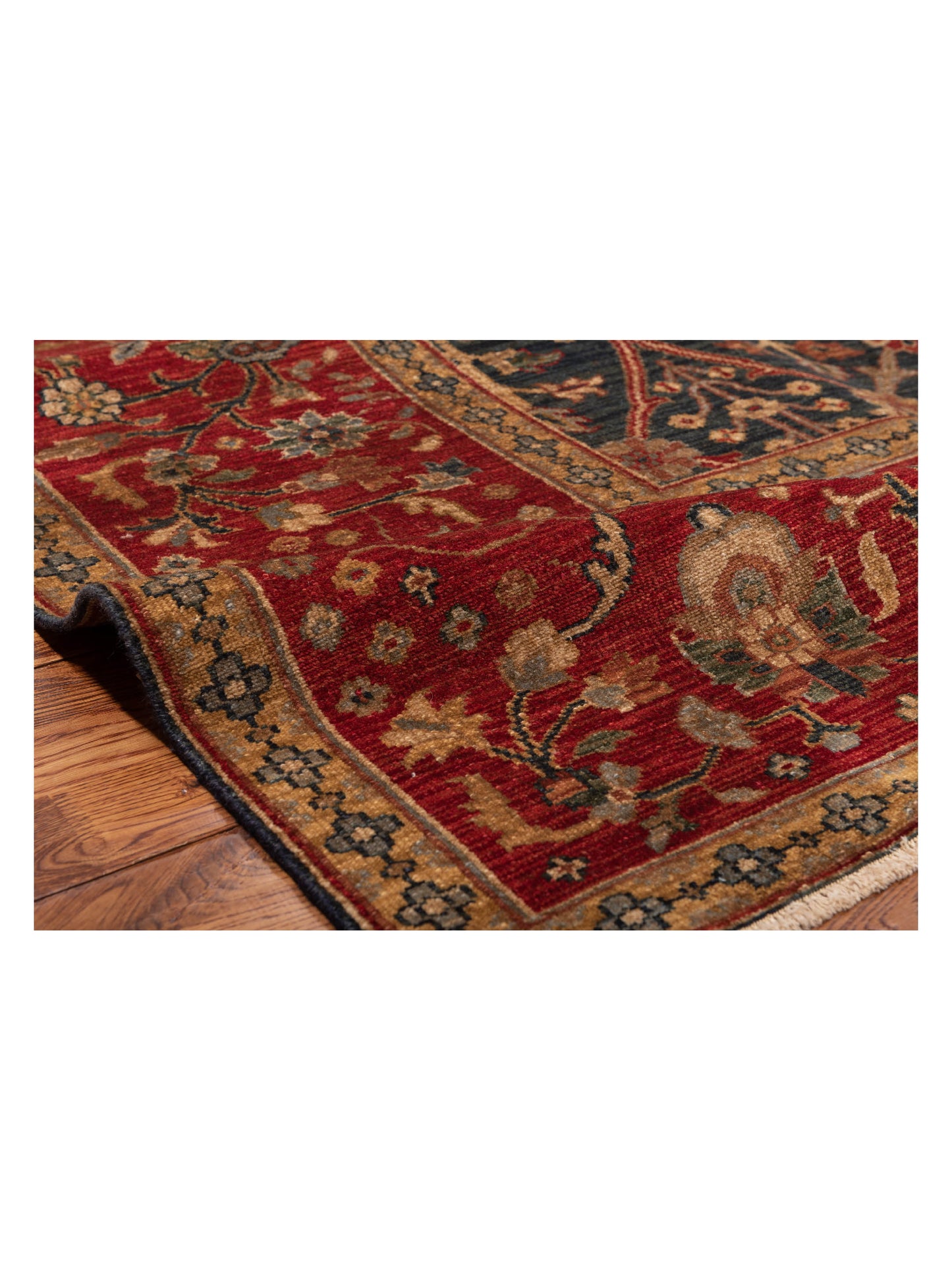 Simav 127930 Teal Blue Red 9.4x12.5 Hand Knotted Rug