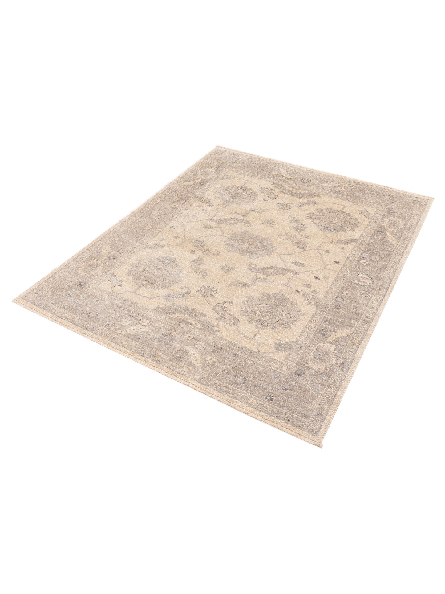 Angora Oushak 128089 Ivory Gray 8.4x9.9 Hand Knotted Rug