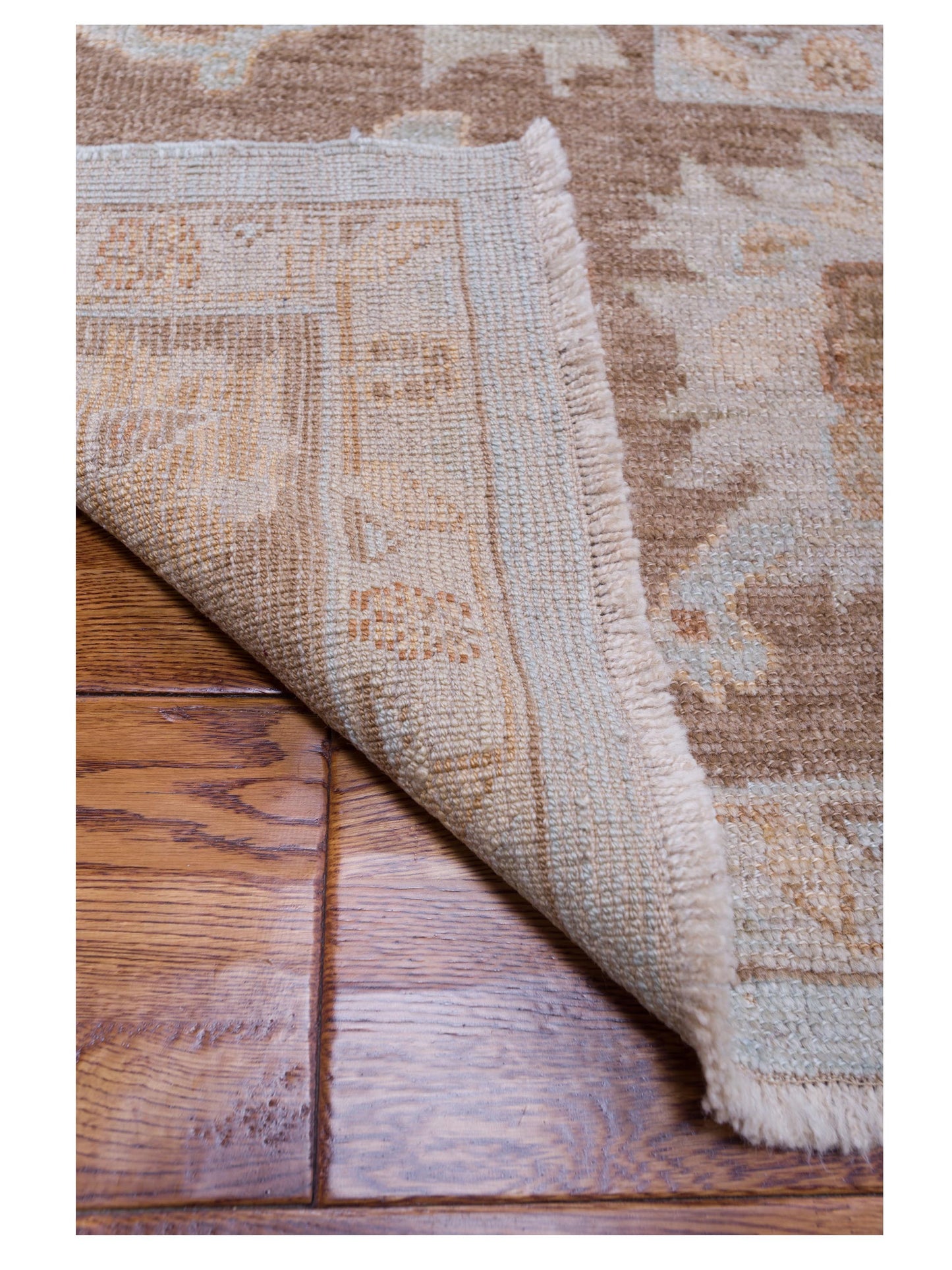 Angora Oushak 128091 Ice Blue Brown 11.7x14.9 Hand Knotted Rug