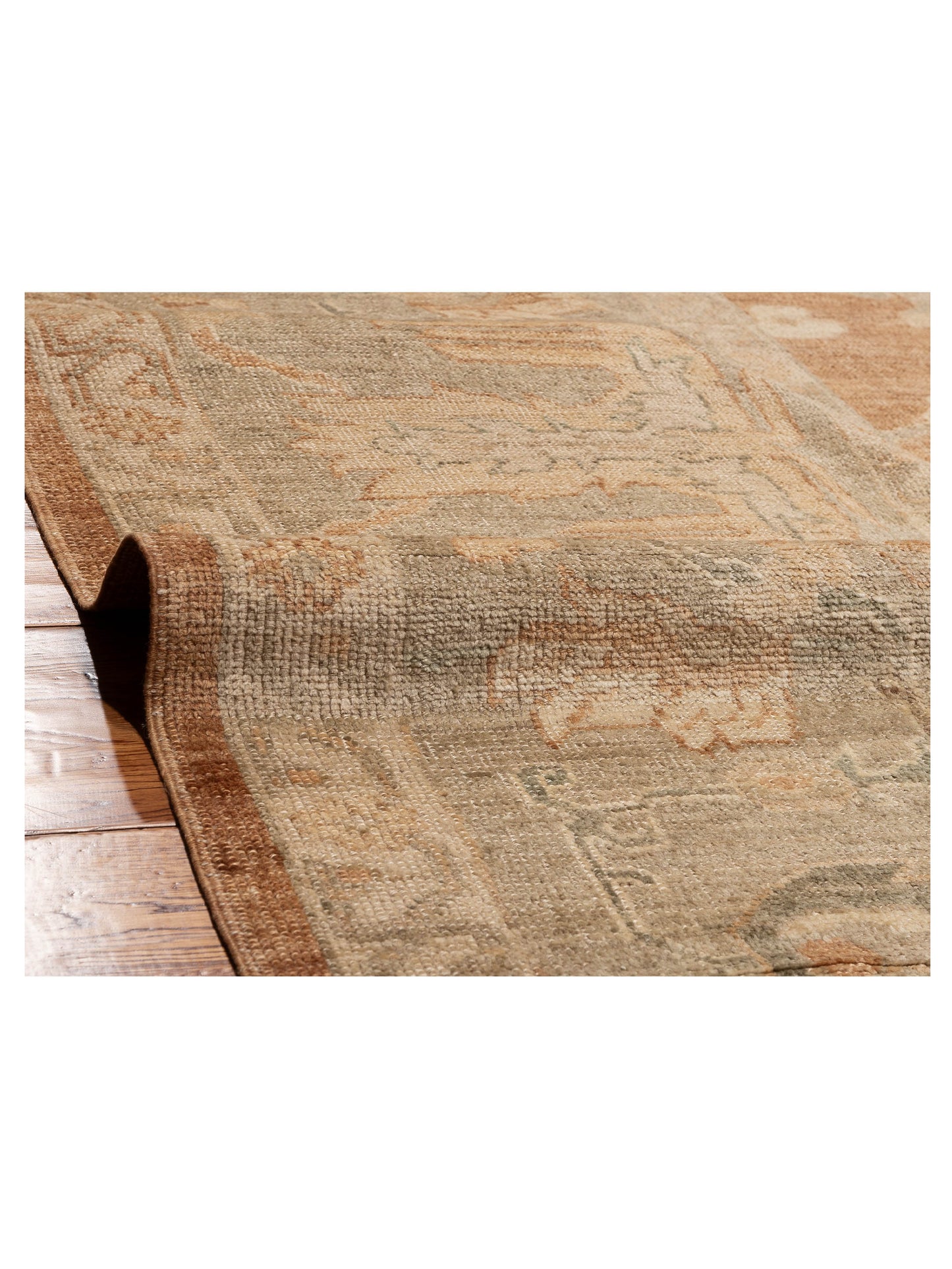 Angora Oushak 128106 Brown Green 14.2x17.11 Hand Knotted Rug