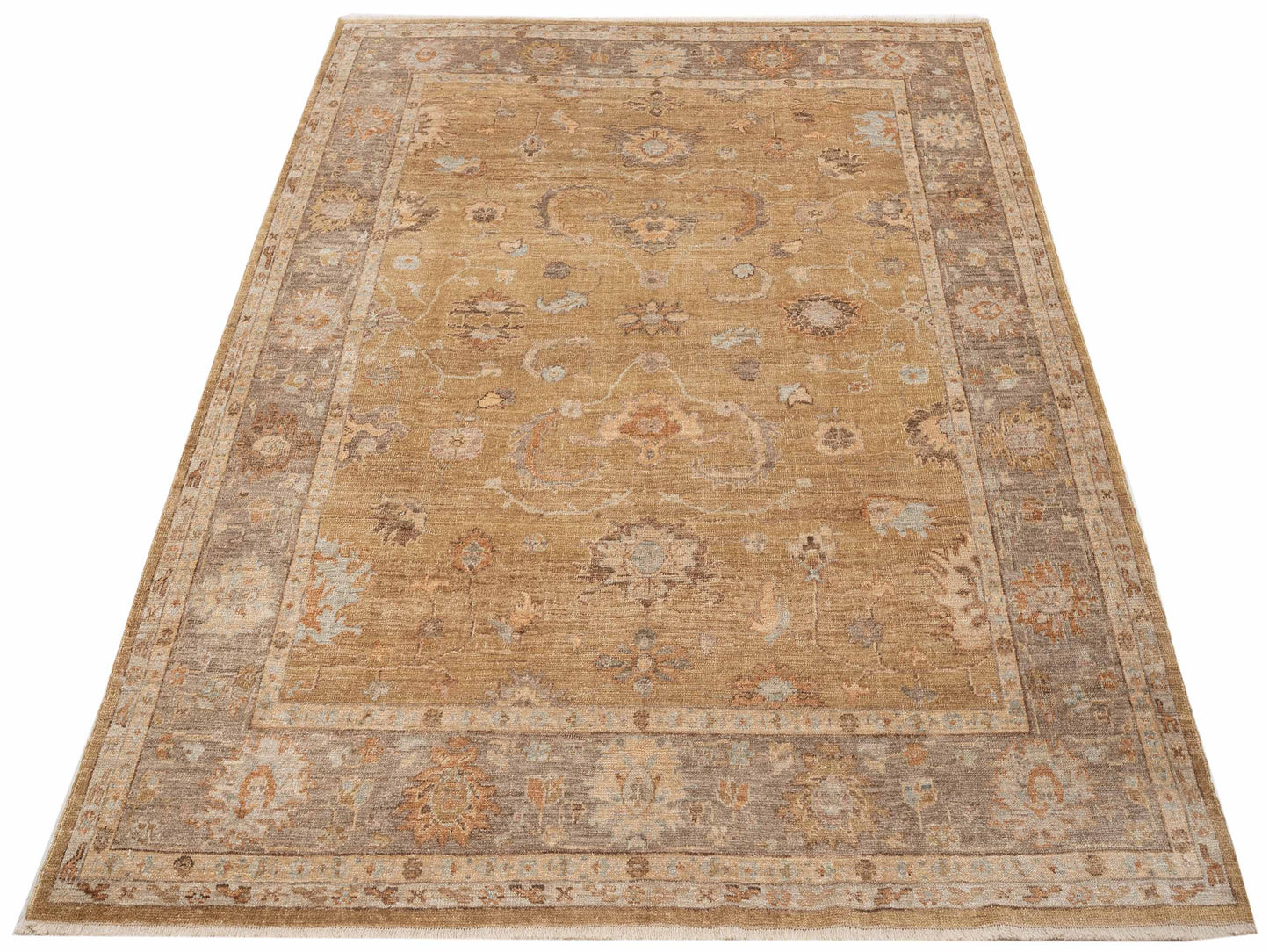 Angora Oushak 128121 Gold Brown 8.5x9.6 Hand Knotted Rug
