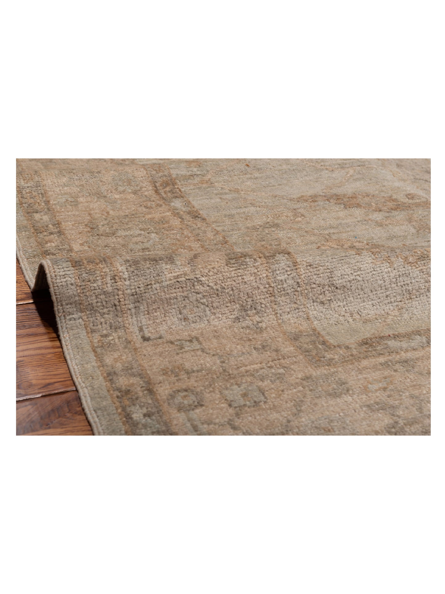 Angora Oushak 128139 Ice Blue Beige 6.2x11.1 Hand Knotted Rug