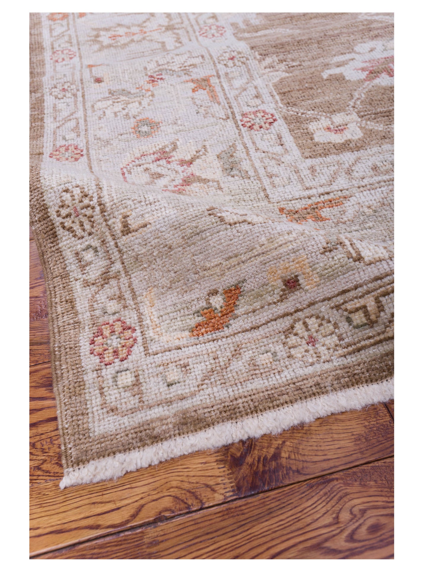 Angora Oushak 128196 Brown Green 8.1x9.6 Hand Knotted Rug