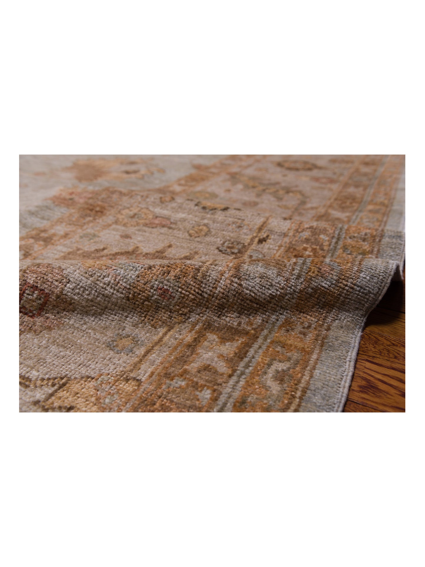 Angora Oushak 128217 Ice Blue Silver 13.4x16.7 Hand Knotted Rug