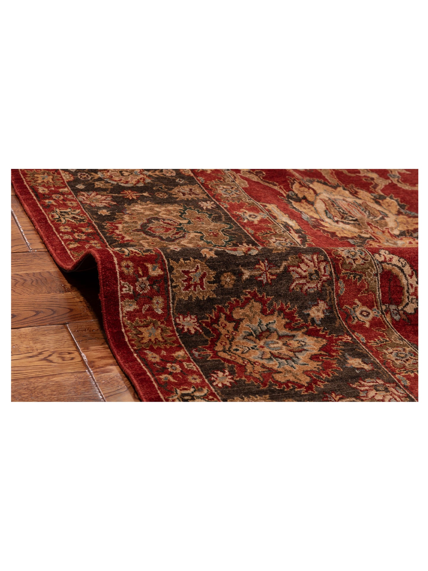 Firuze Lidya Charcoal Red 7.11x10.4 Hand Knotted Rug