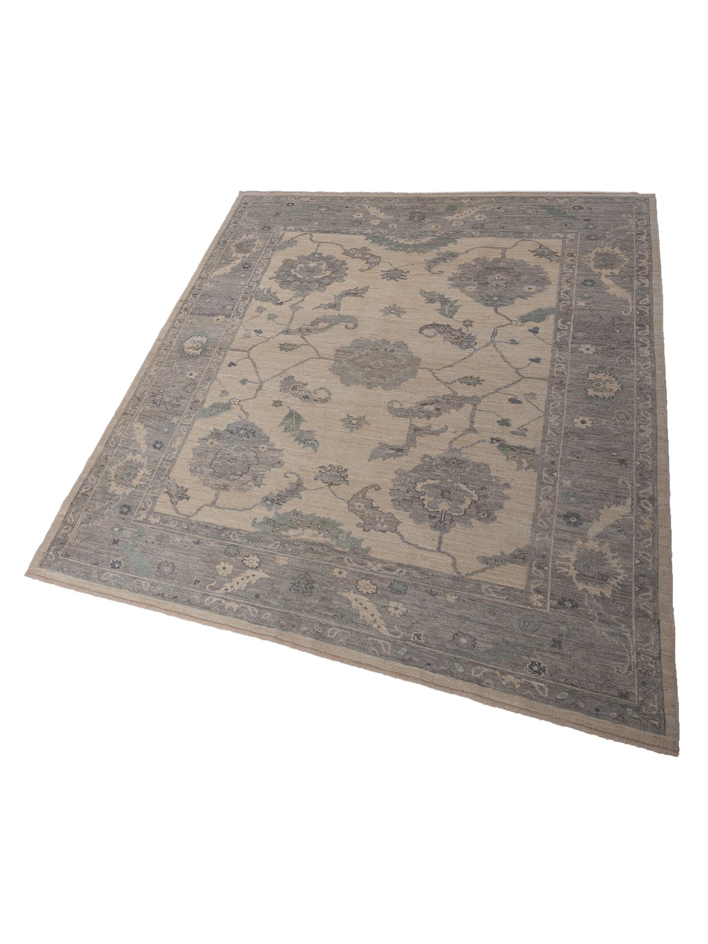 Angora Oushak 128269 Ivory Gray 8.5x10.2 Hand Knotted Rug
