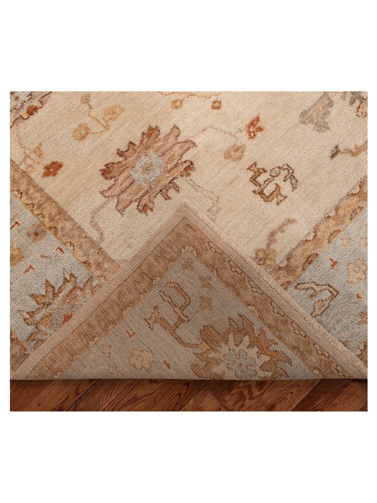 Angora Oushak 128292 Ivory Ice Blue 8.2x9 Hand Knotted Rug