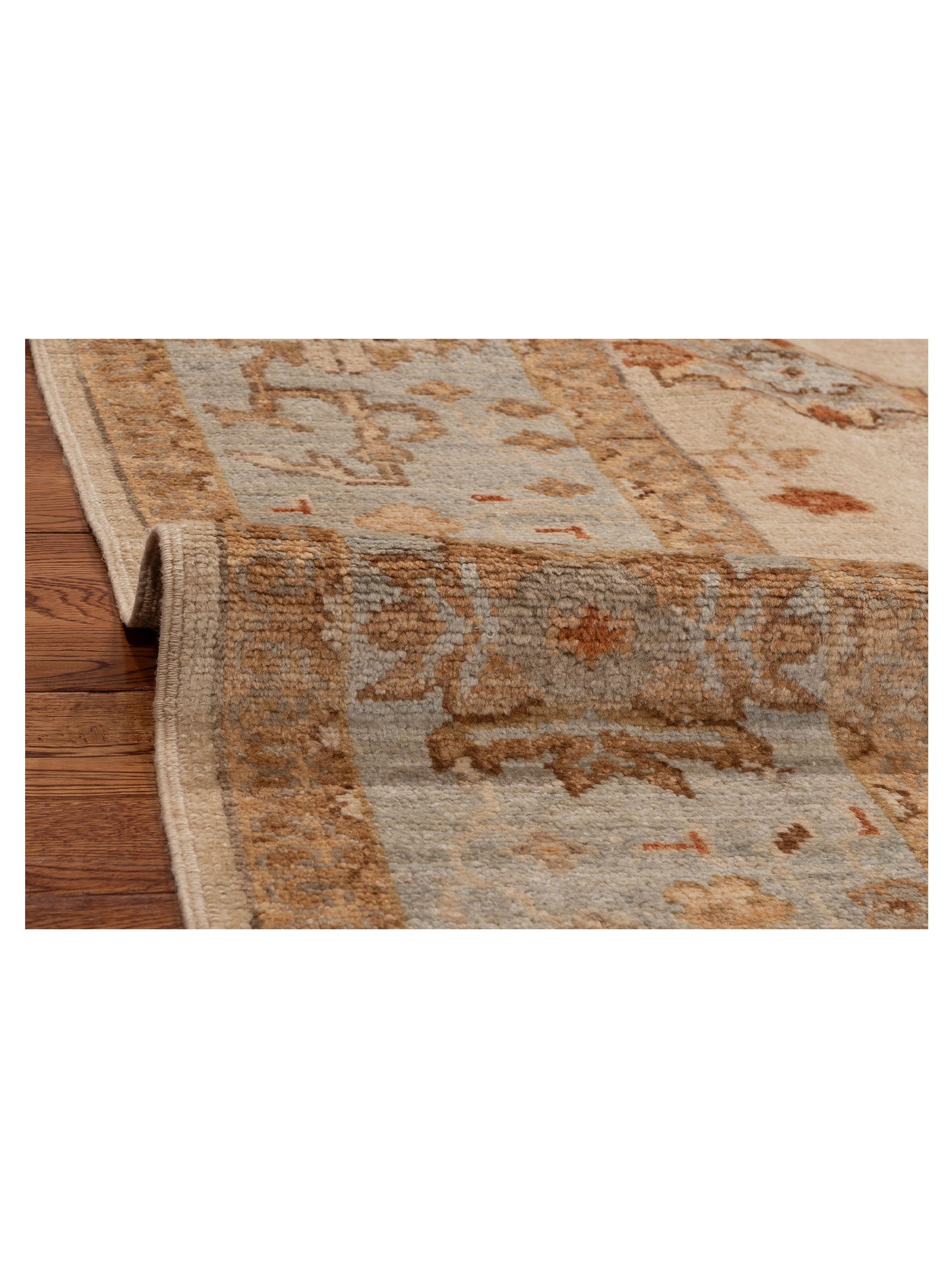 Angora Oushak 128292 Ivory Ice Blue 8.2x9 Hand Knotted Rug