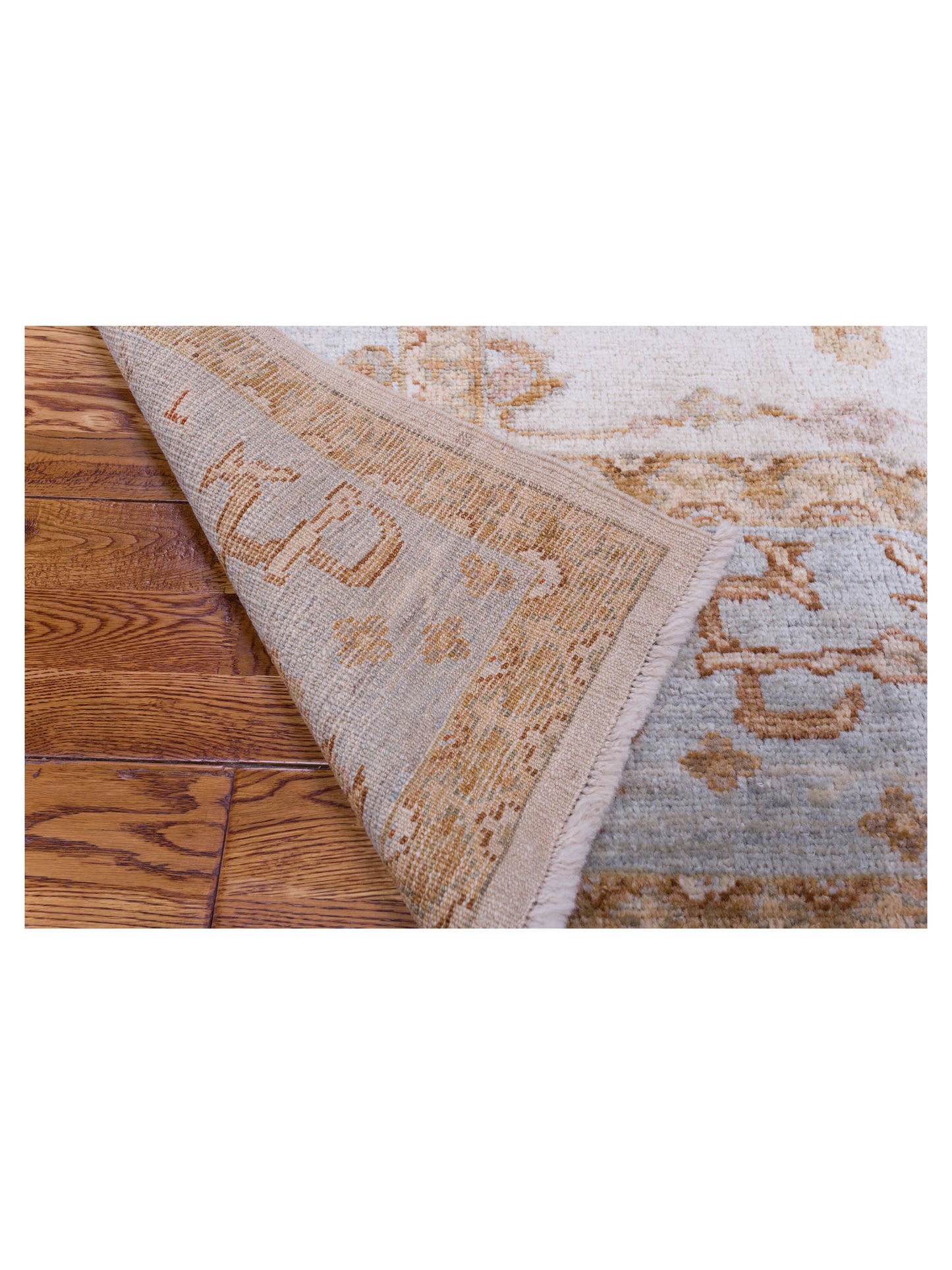 Angora Oushak 128292 Ivory Ice Blue 8.2x9 Hand Knotted Rug