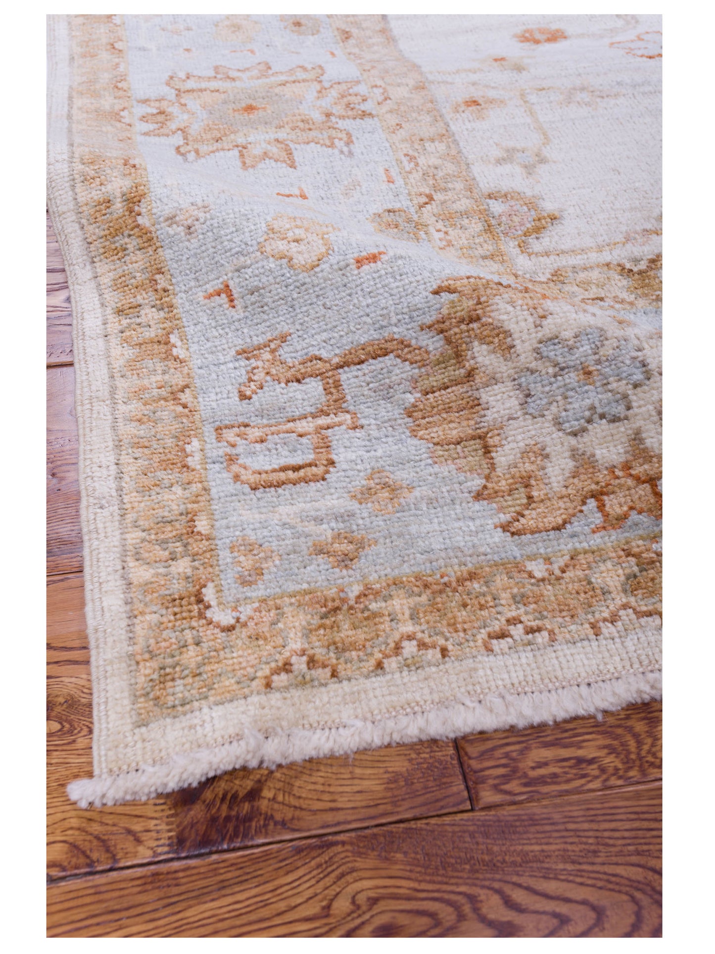 Angora Oushak 128292 Ivory Ice Blue 8.2x9 Hand Knotted Rug
