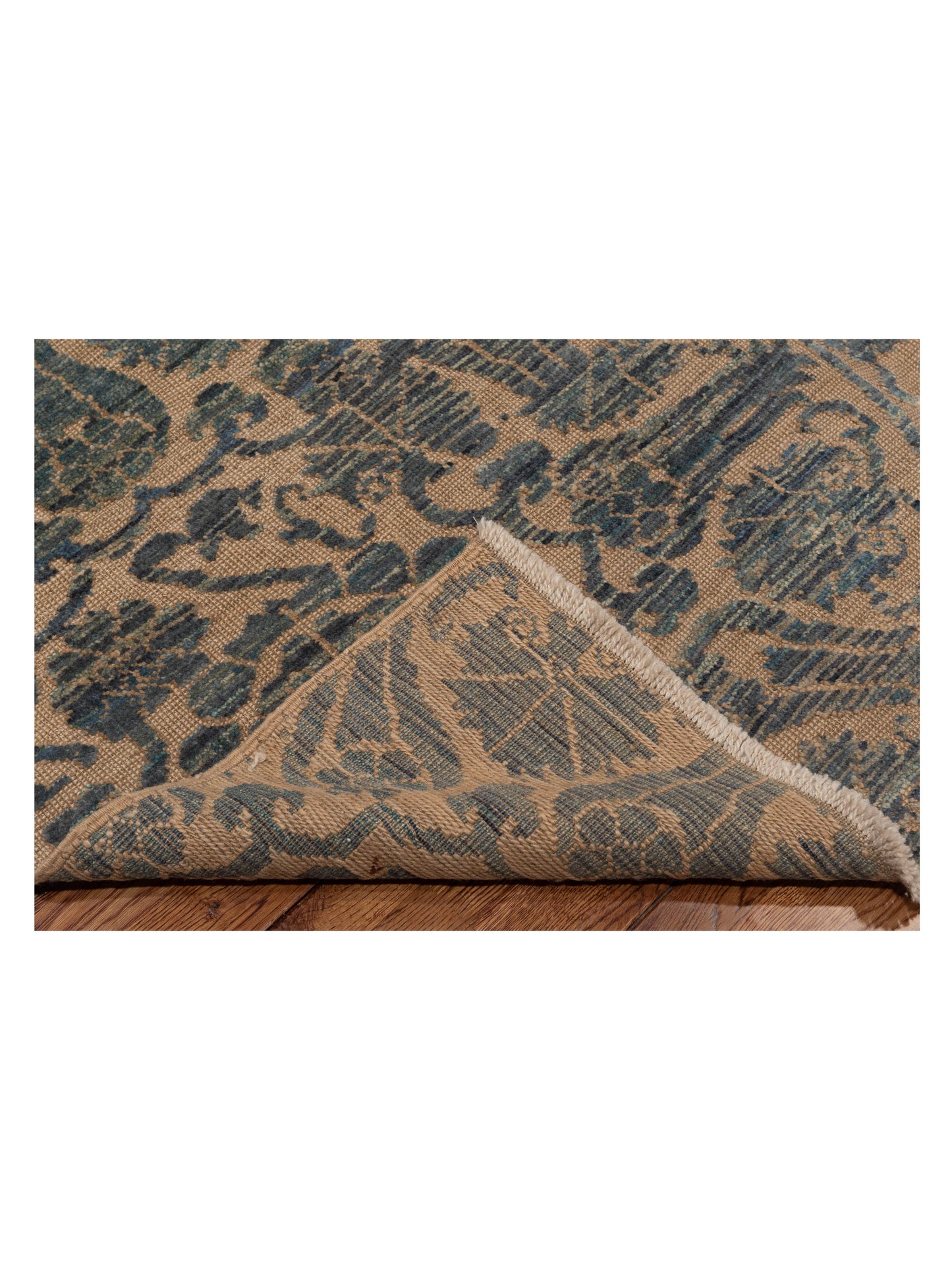 Defne Lotus Cream Blue 6.6x10.8 Hand Knotted Rug