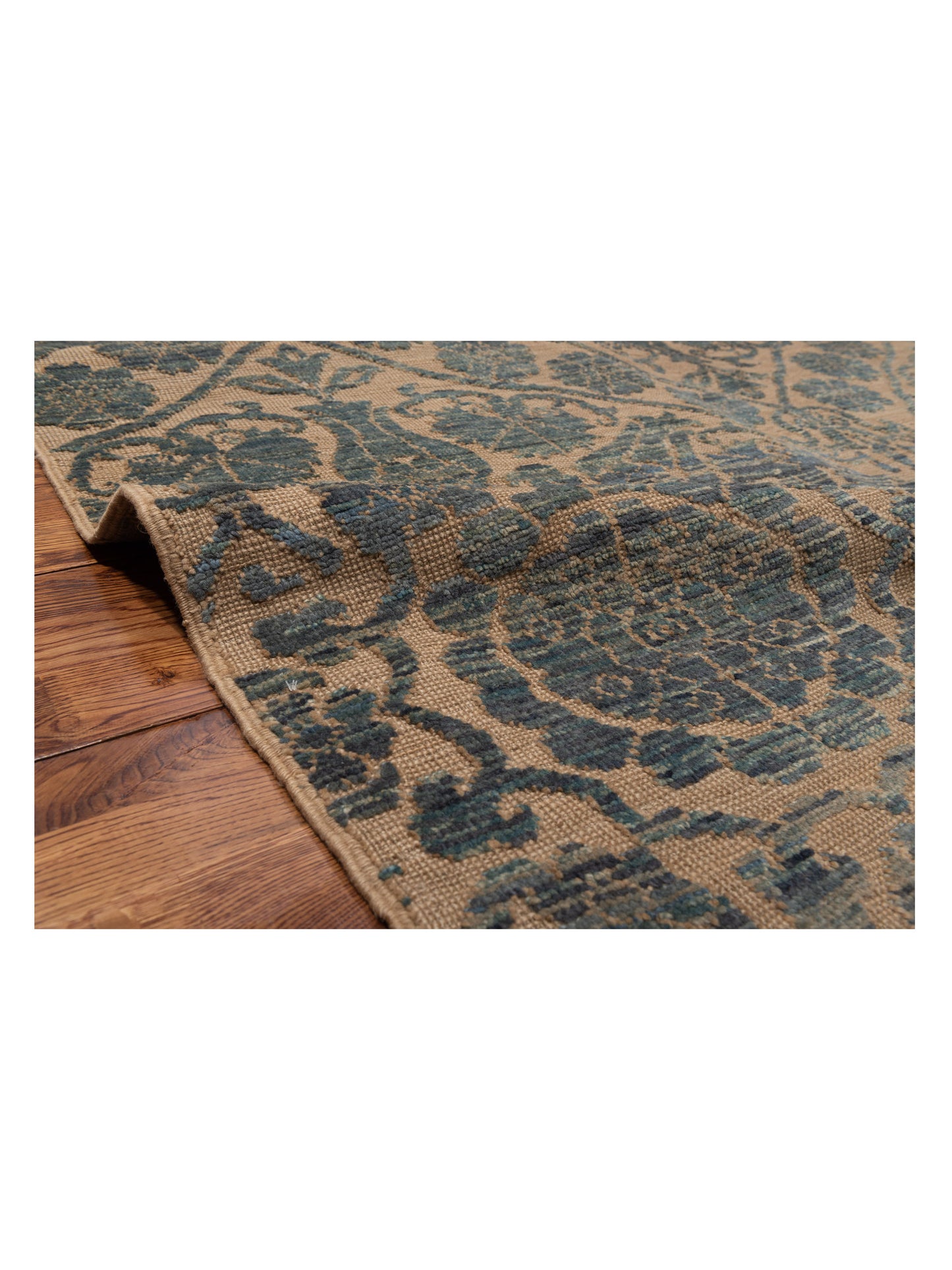 Defne Lotus Cream Blue 6.6x10.8 Hand Knotted Rug