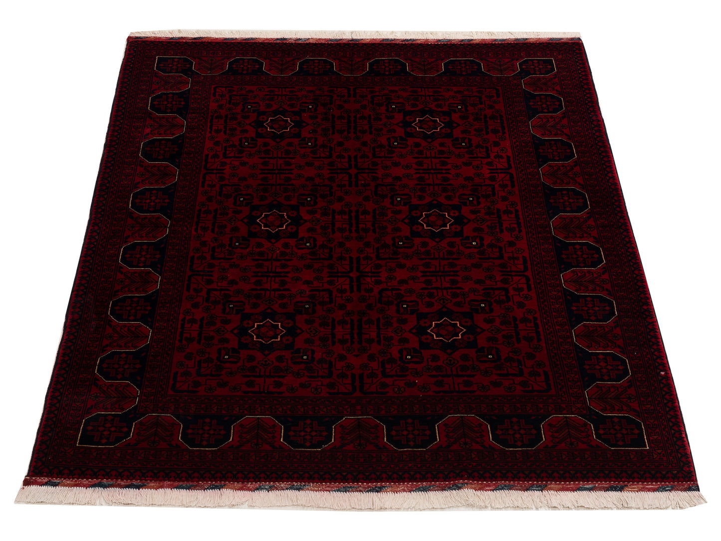 Afghan Belcik 128729 Red 5.6x8 Hand Knotted Rug