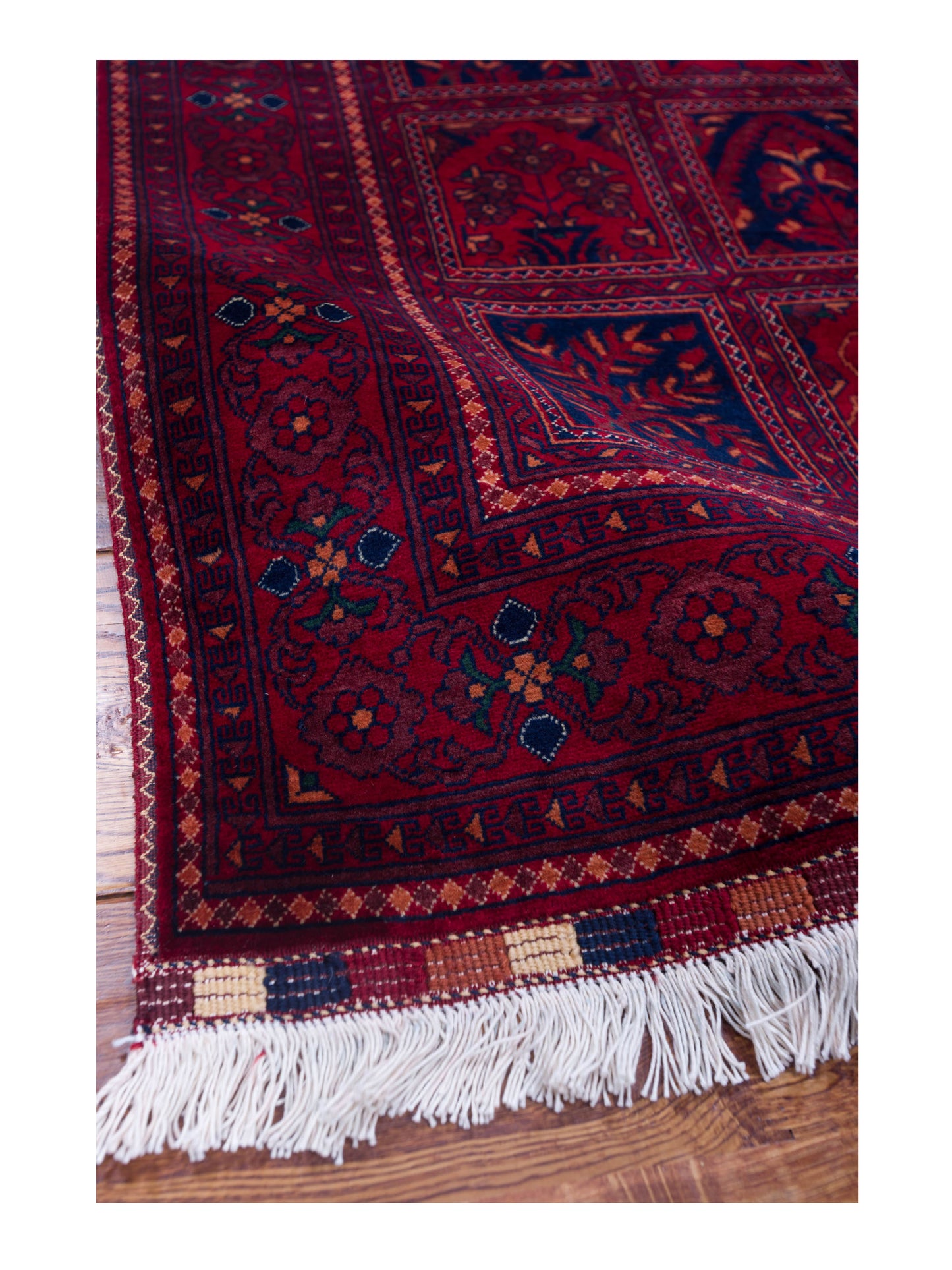 Afghan Belcik 128731 Red Red 4.2x6.1 Hand Knotted Rug