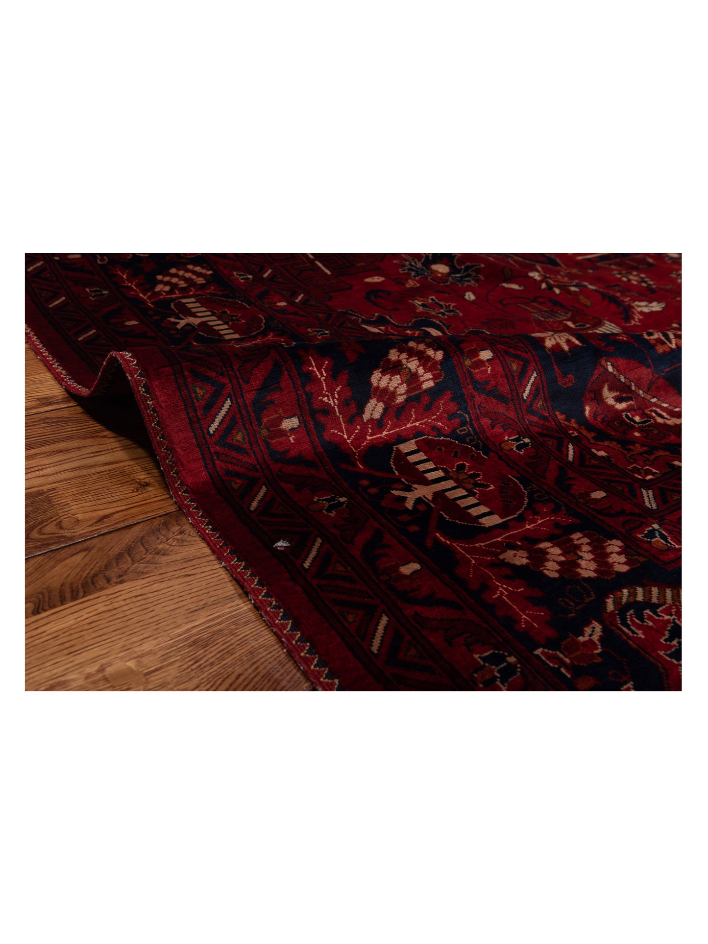 Afghan Belcik 128741 Red Navy 6.6x9.9 Hand Knotted Rug