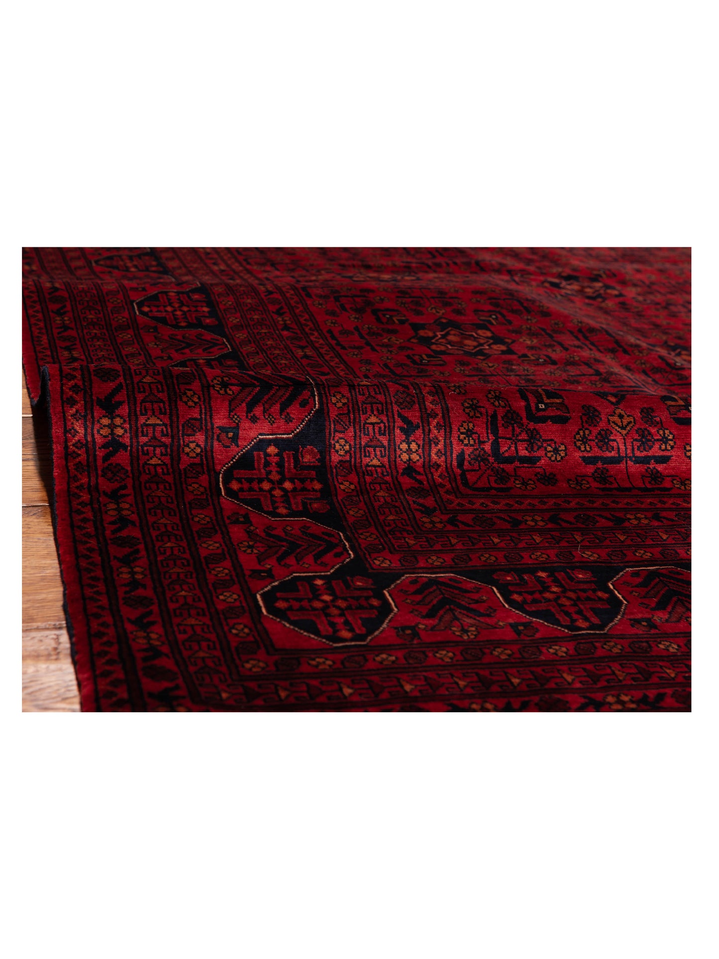 Afghan Belcik 128743 Red Navy 5.9x8 Hand Knotted Rug