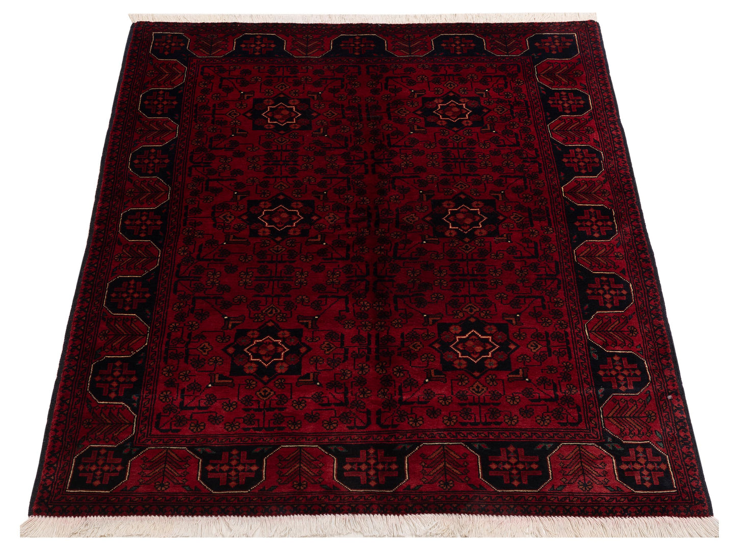 Afghan Belcik 128788 Red 4x5.10 Hand Knotted Rug