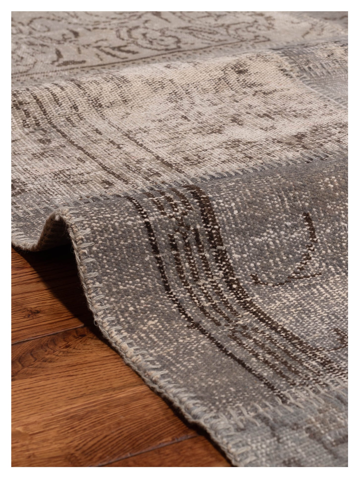 Turkish Vestige Patchwork 128867 Gray 5x8 Hand Knotted Rug