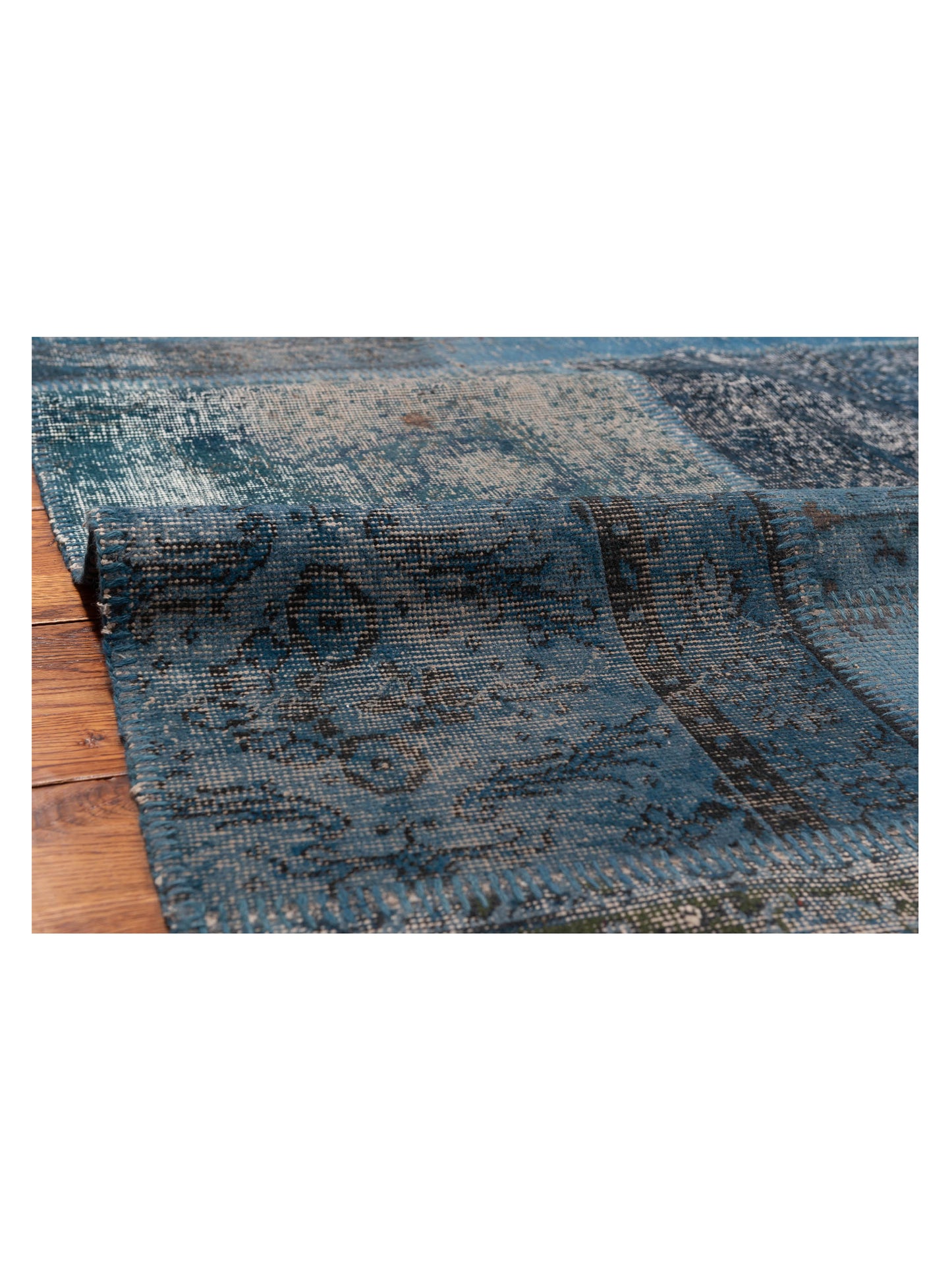 Turkish Vestige Patchwork 128871 Indigo 6x9 Hand Knotted Rug