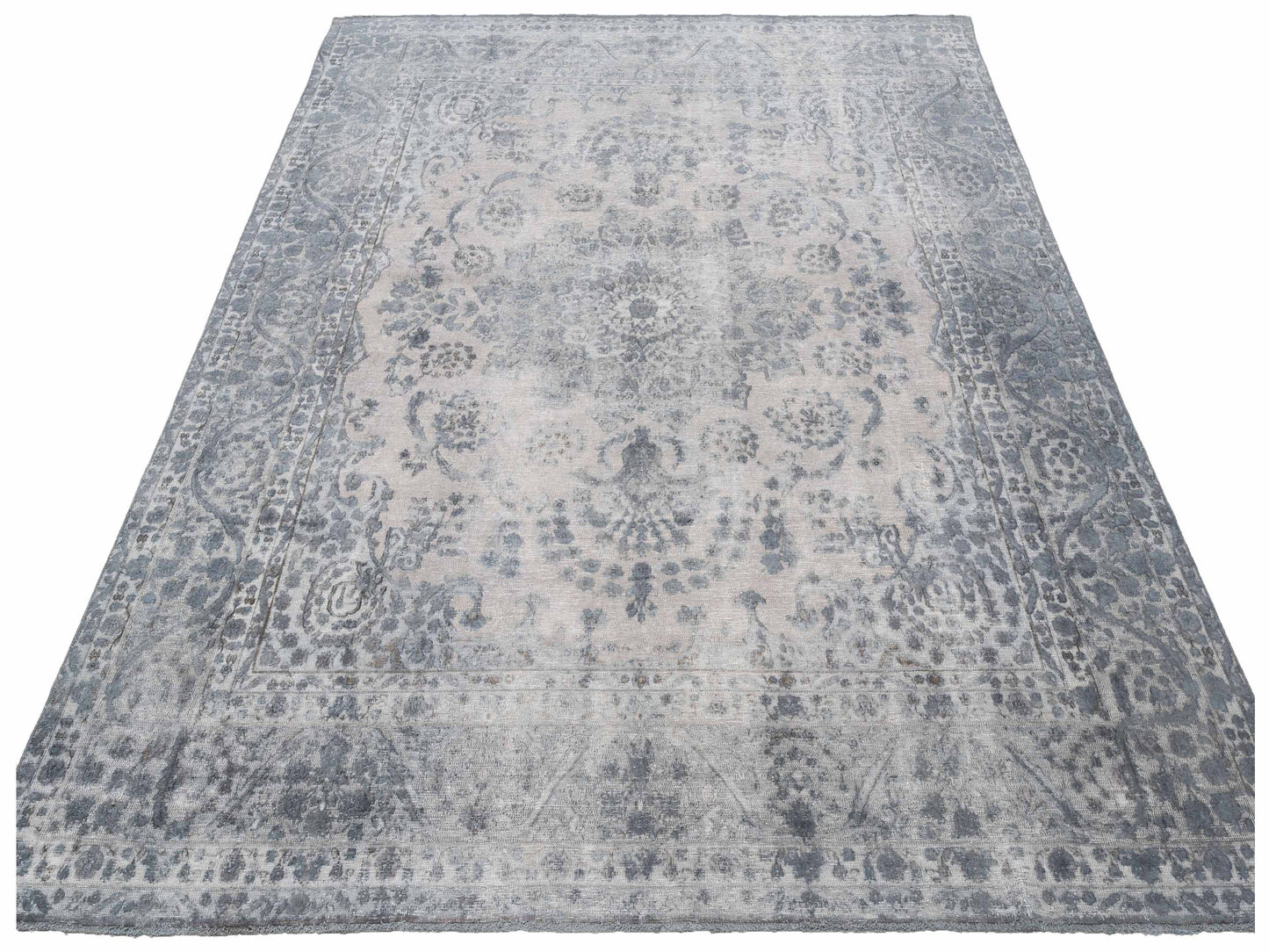 Vintage 128878 Gray 9.5x12.3 Hand Knotted Rug