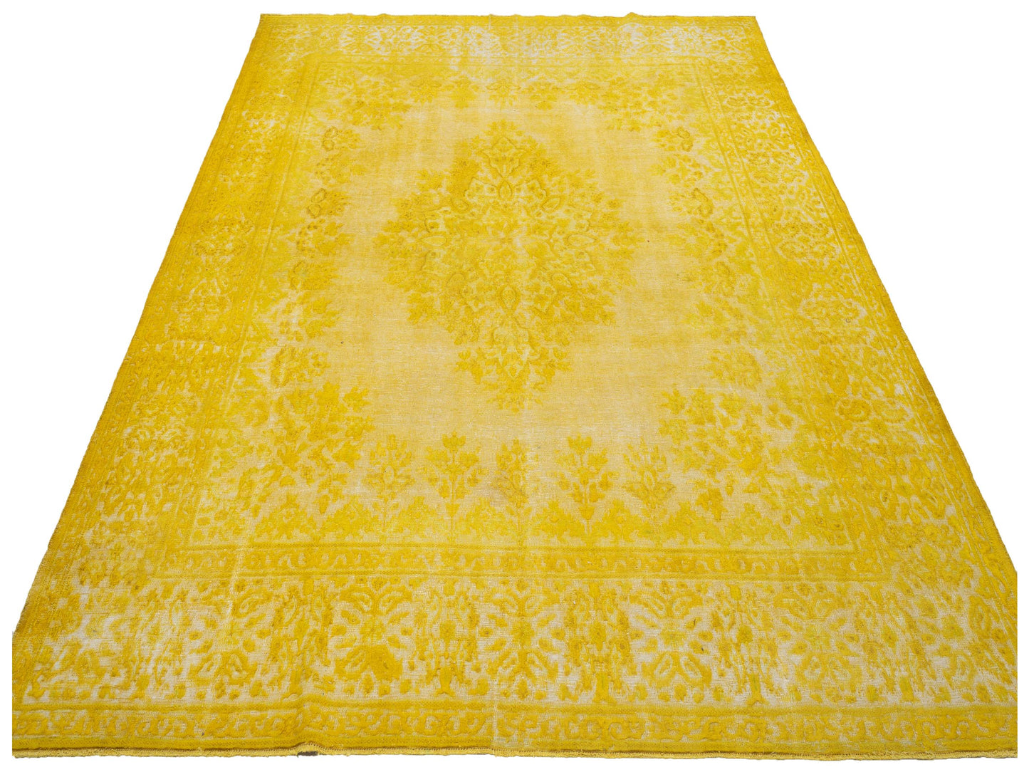 Vintage 128881 Yellow 9.4x12.9 Hand Knotted Rug
