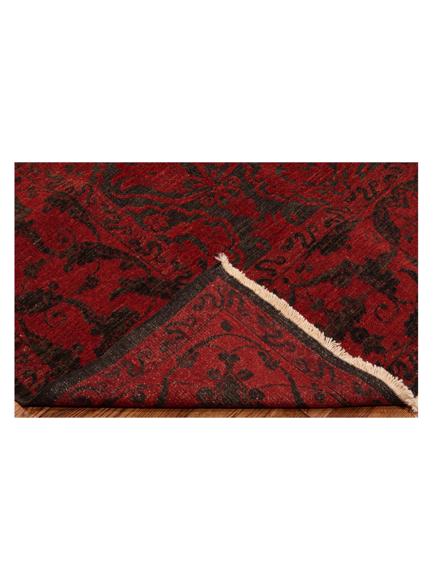 Defne Tulip Charcoal Red 9.7x11.9 Hand Knotted Rug
