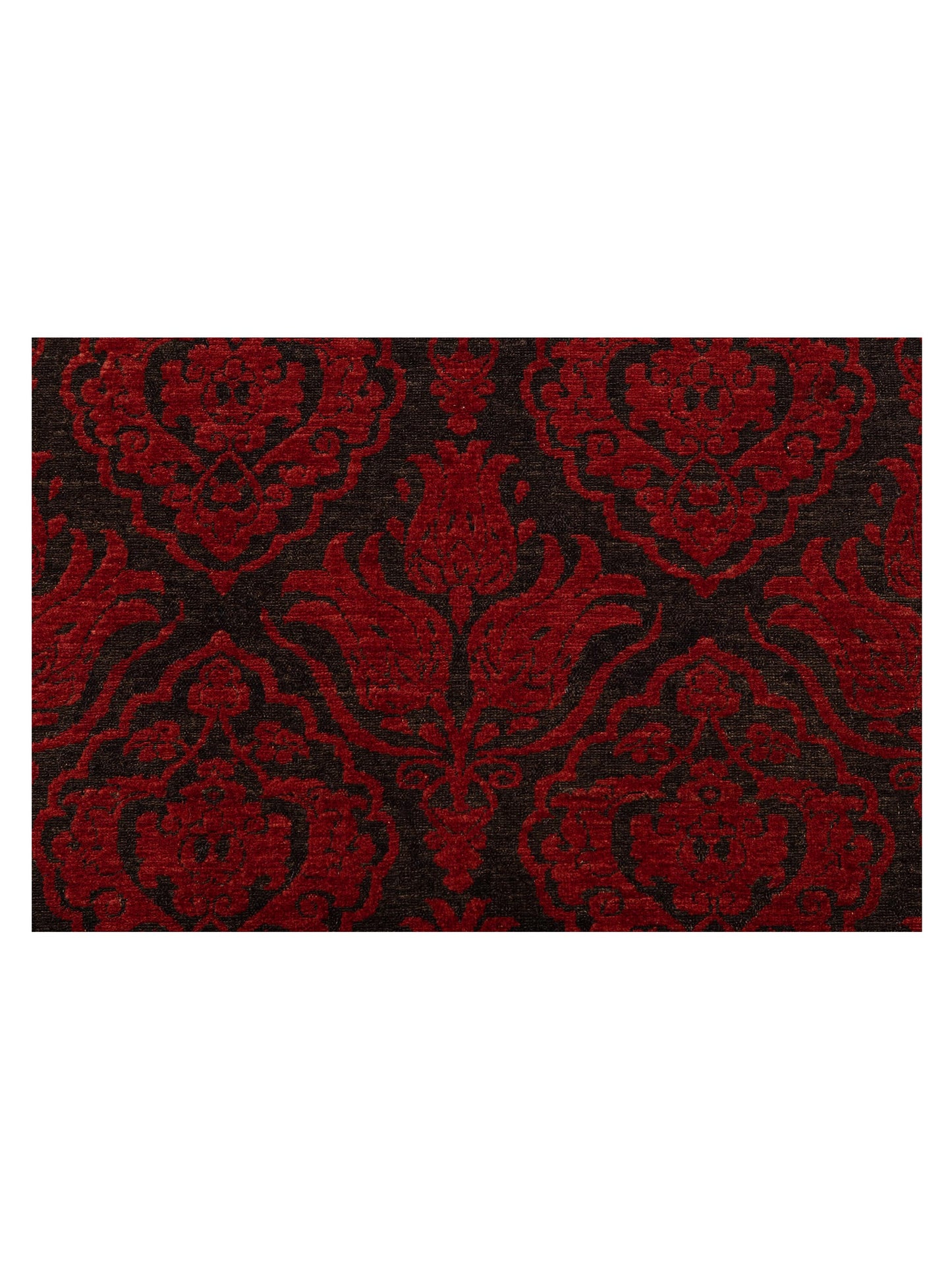 Defne Tulip Charcoal Red 9.7x11.9 Hand Knotted Rug