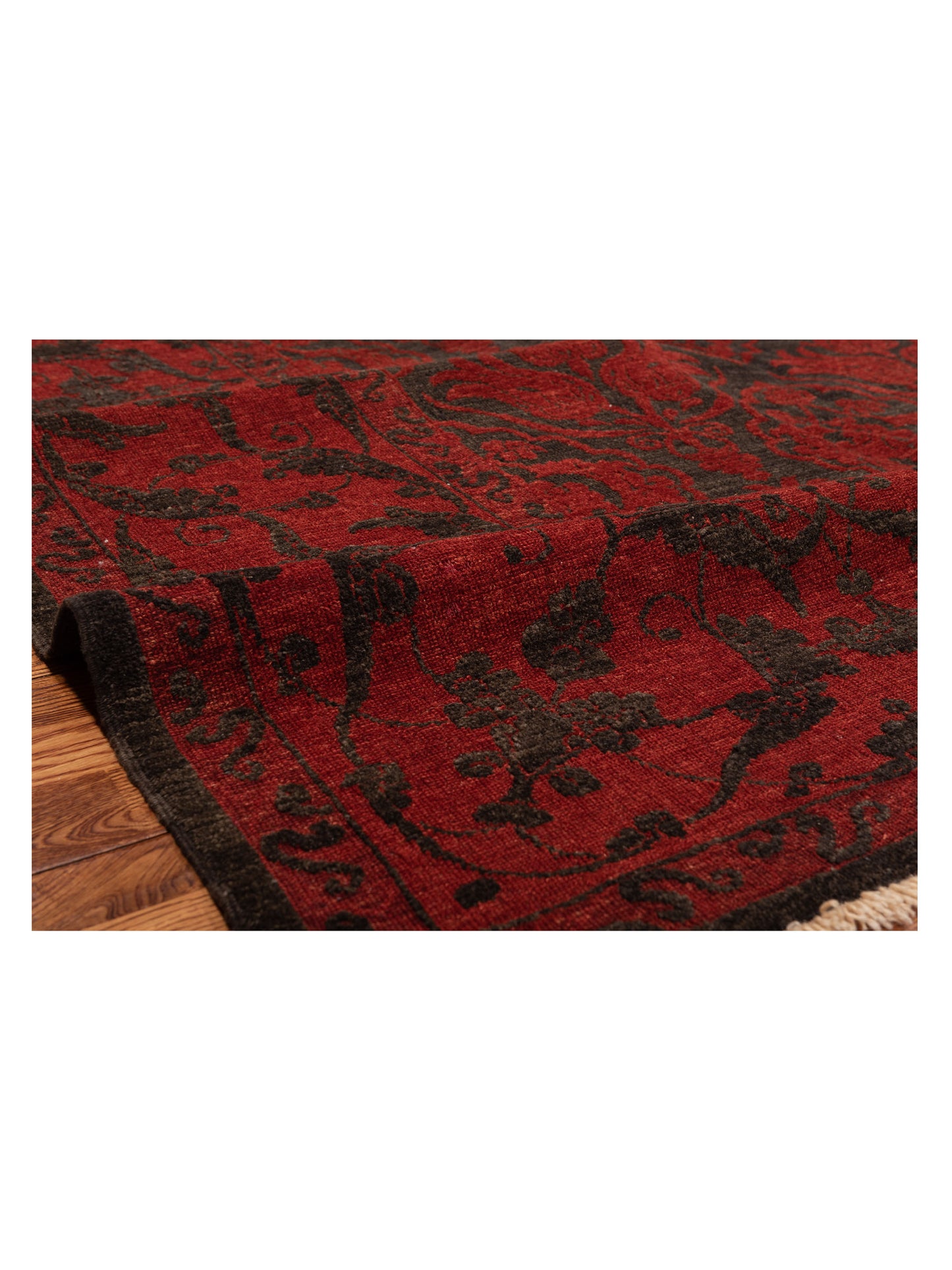 Defne Tulip Charcoal Red 9.7x11.9 Hand Knotted Rug