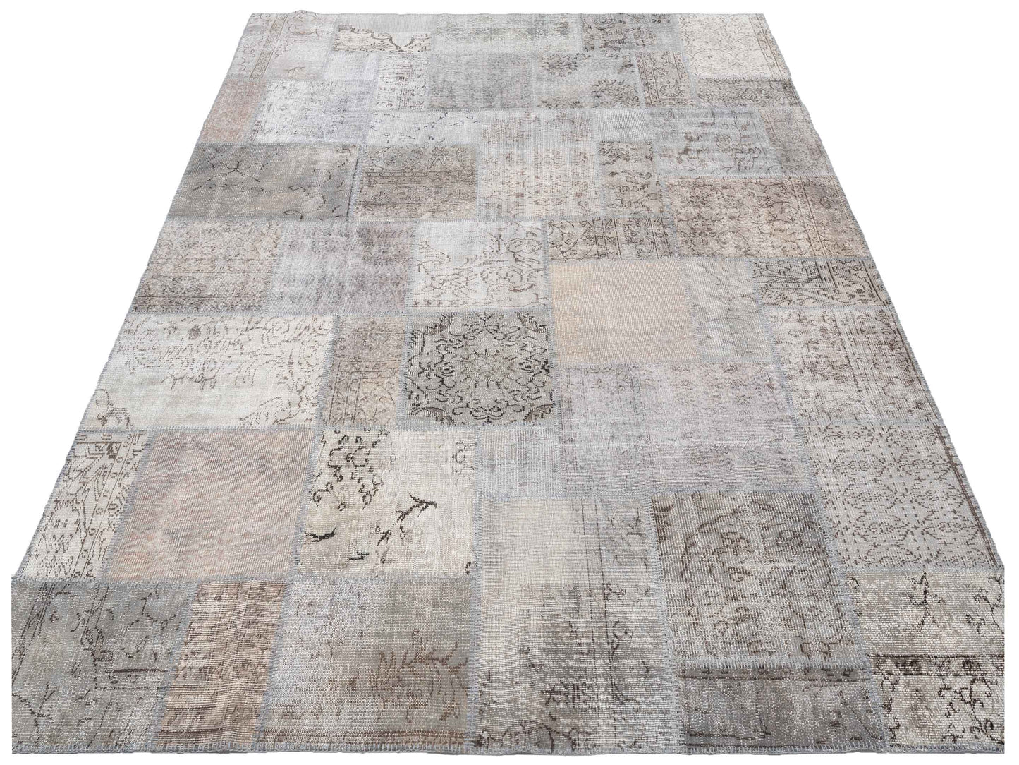 Turkish Vestige Patchwork 128929 Gray 9x12 Hand Knotted Rug