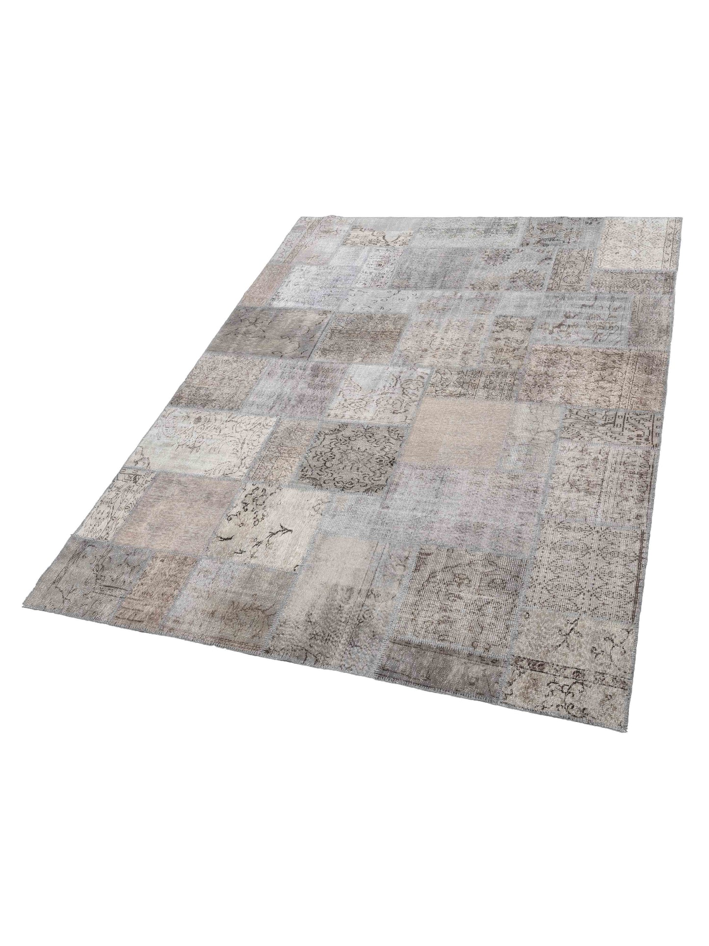Turkish Vestige Patchwork 128929 Gray 9x12 Hand Knotted Rug
