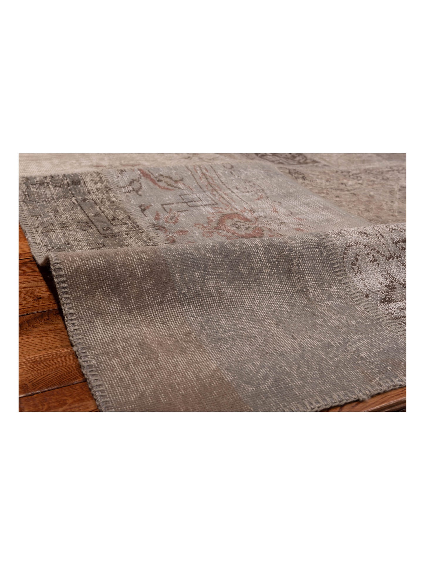 Turkish Vestige Patchwork 128940 Gray 9x12 Hand Knotted Rug