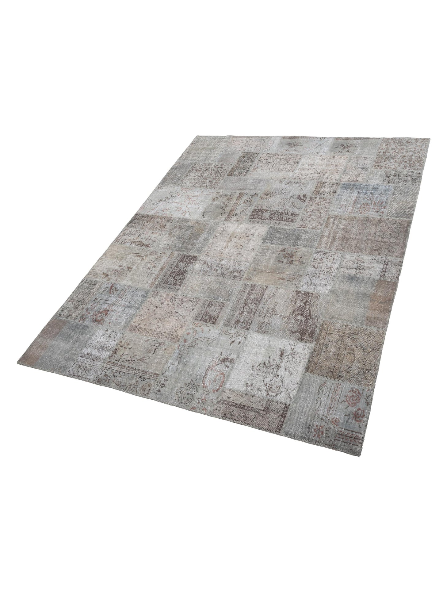 Turkish Vestige Patchwork 128940 Gray 9x12 Hand Knotted Rug