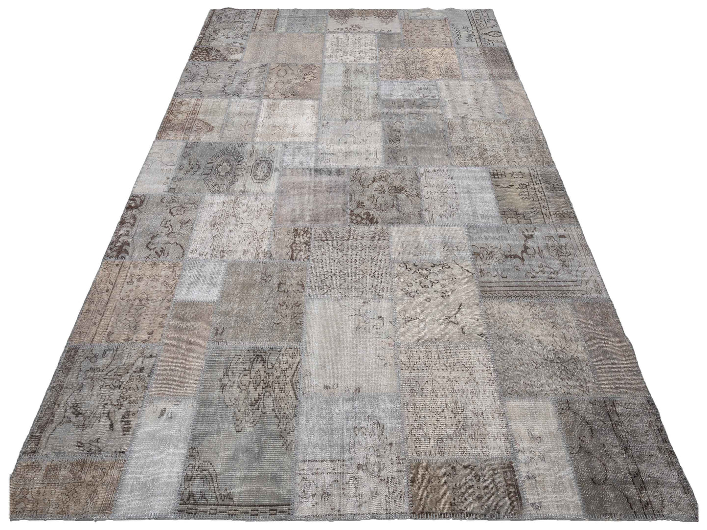 Turkish Vestige Patchwork 128943 Gray 10x14 Hand Knotted Rug