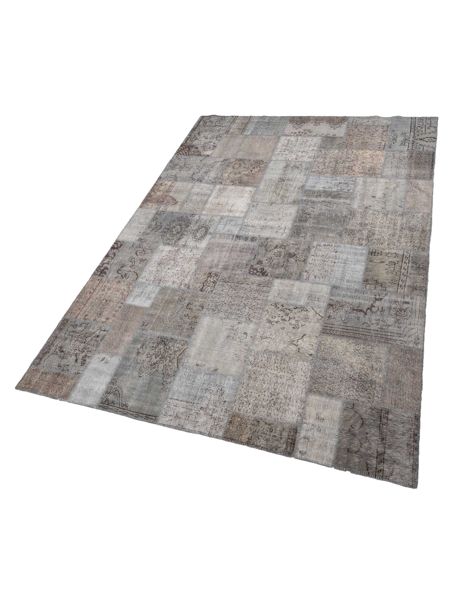 Turkish Vestige Patchwork 128943 Gray 10x14 Hand Knotted Rug