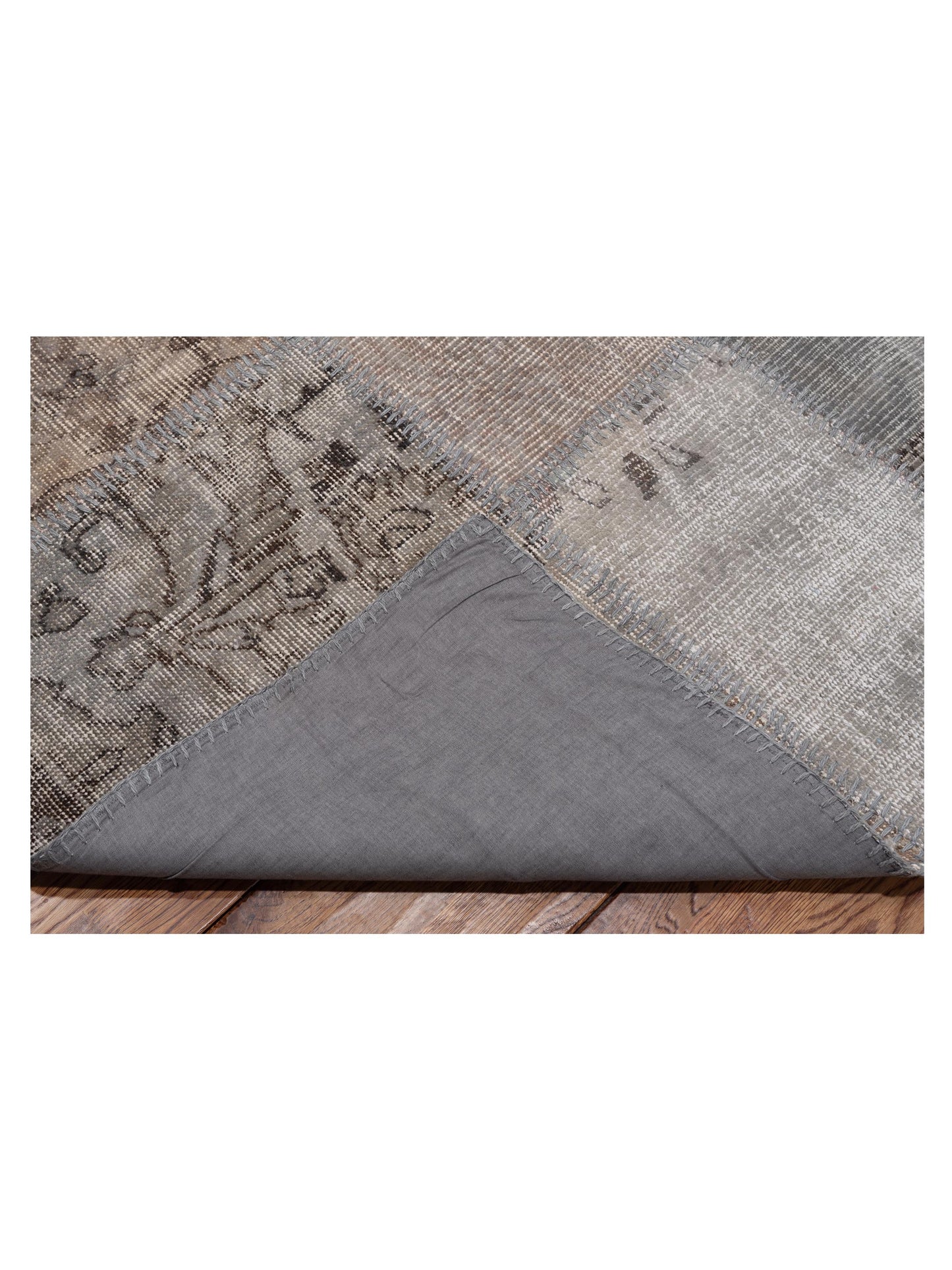 Turkish Vestige Patchwork 128943 Gray 10x14 Hand Knotted Rug