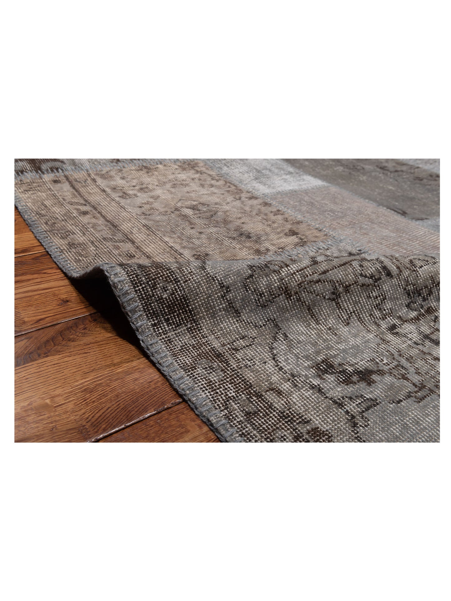 Turkish Vestige Patchwork 128943 Gray 10x14 Hand Knotted Rug