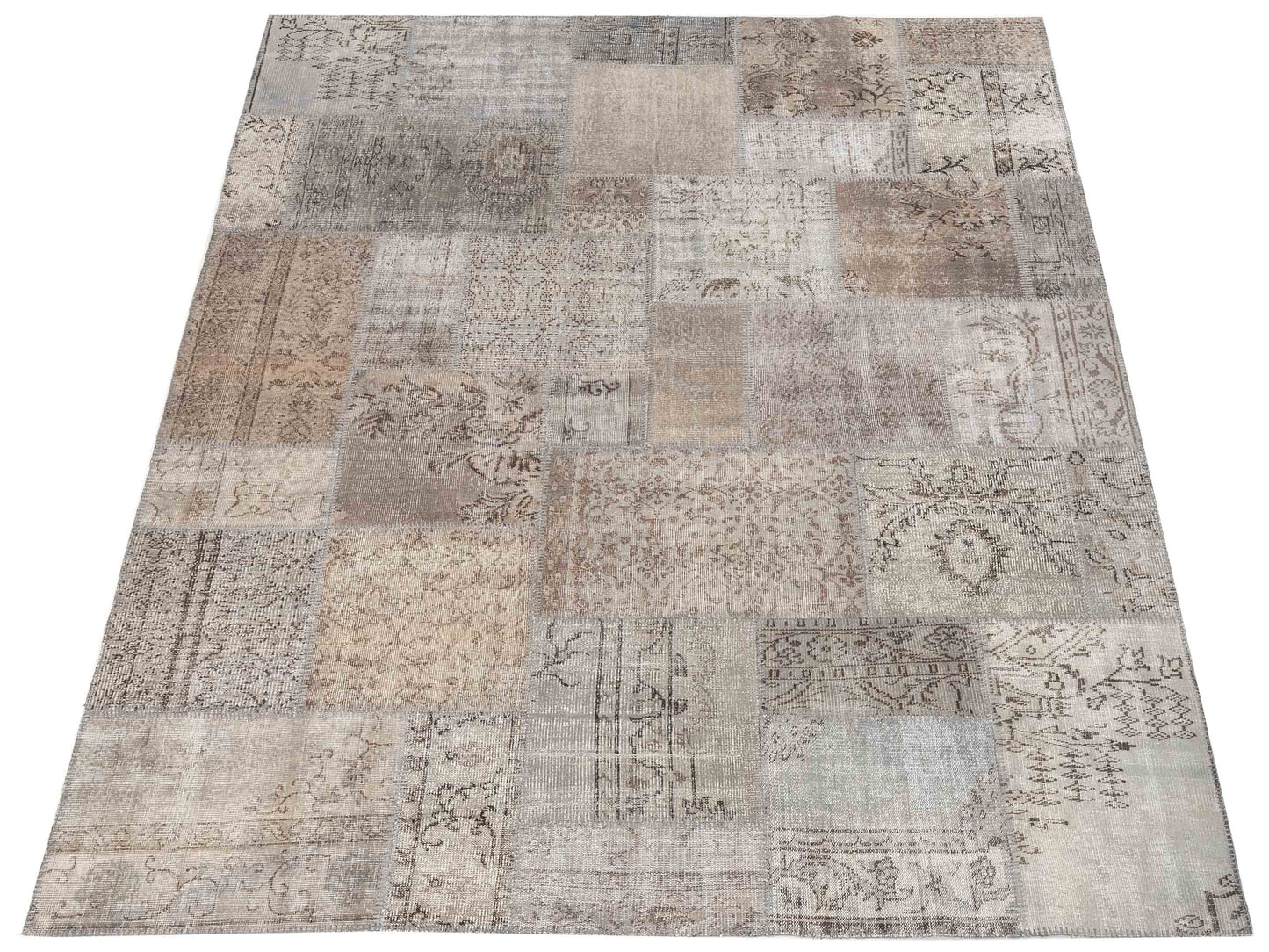 Turkish Vestige Patchwork 128944 Gray 8x10 Hand Knotted Rug