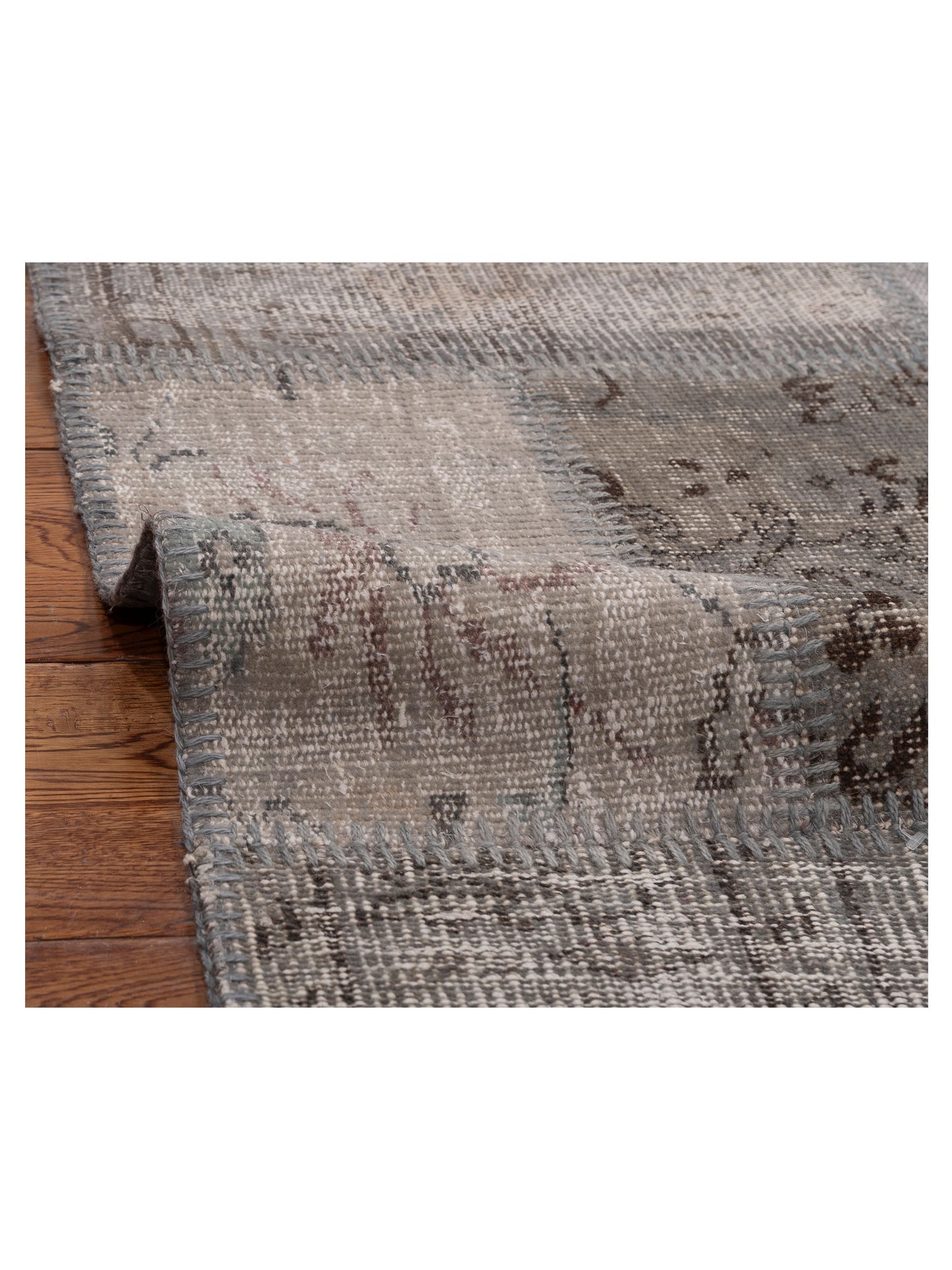 Turkish Vestige Patchwork 128947 Gray 5x8 Hand Knotted Rug