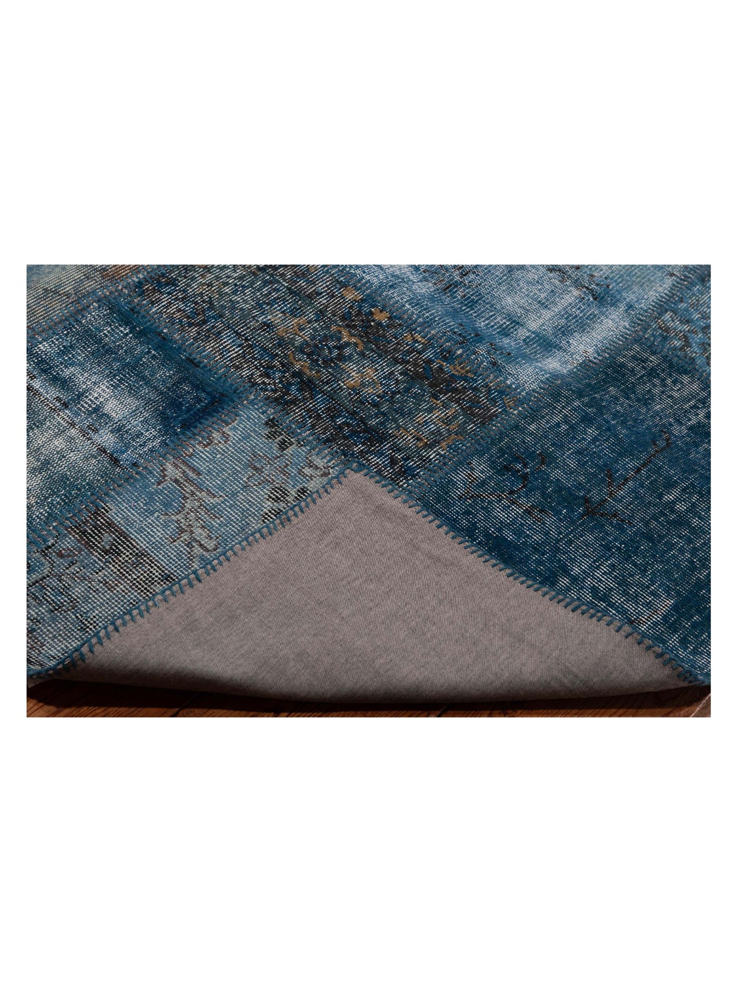 Turkish Vestige Patchwork 128951 Indigo 9x12 Hand Knotted Rug