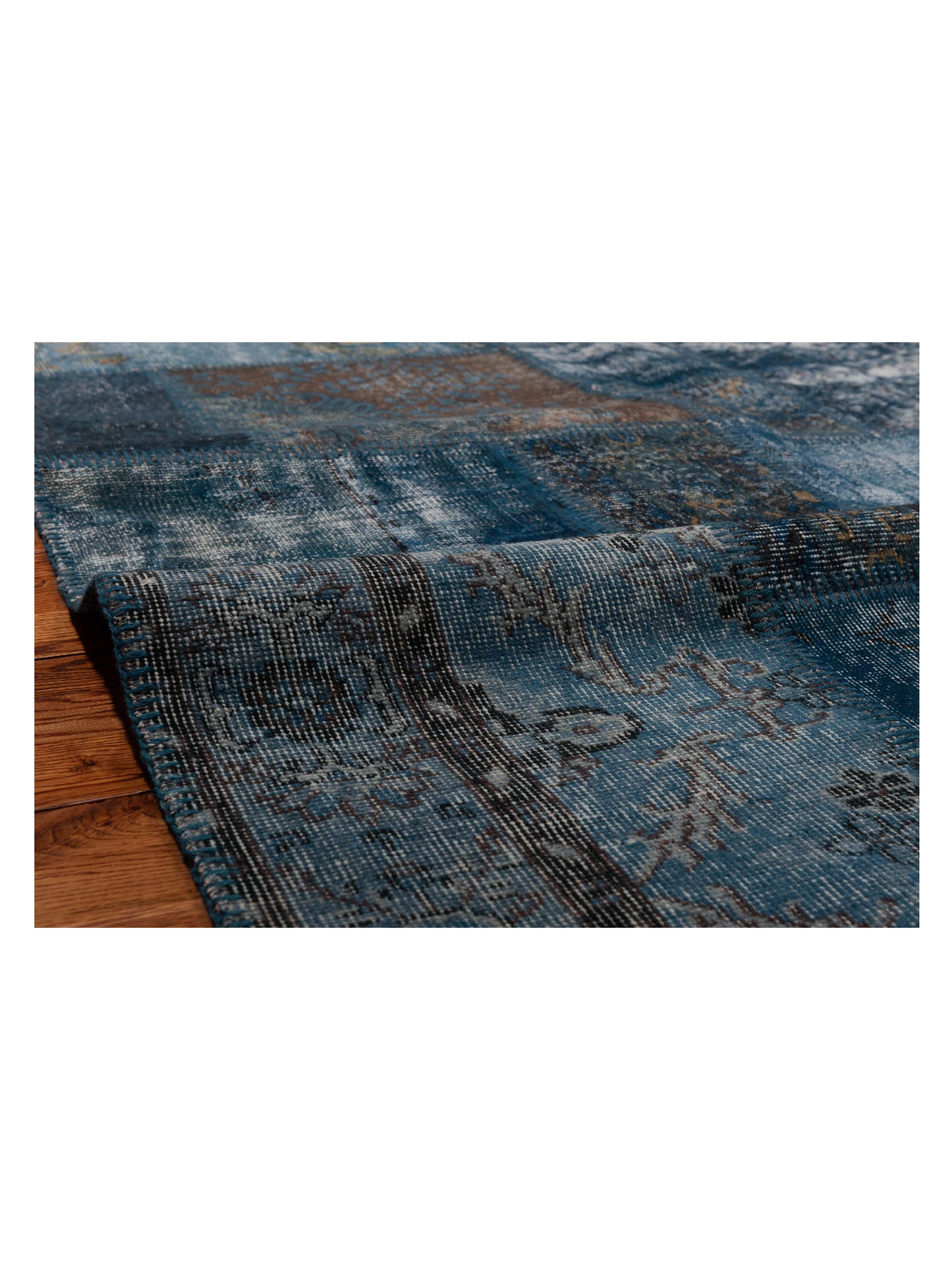 Turkish Vestige Patchwork 128951 Indigo 9x12 Hand Knotted Rug