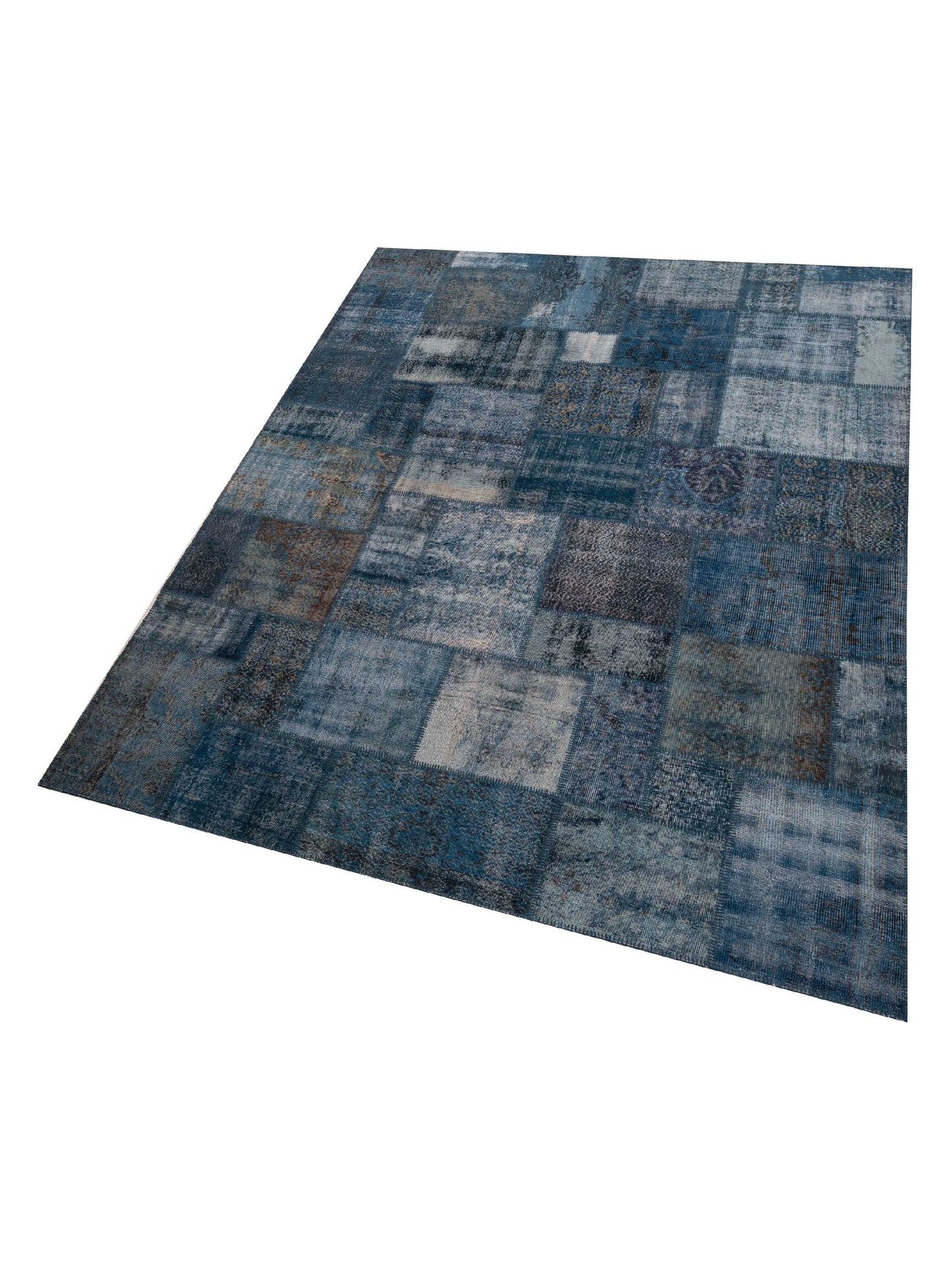 Turkish Vestige Patchwork 128951 Indigo 9x12 Hand Knotted Rug