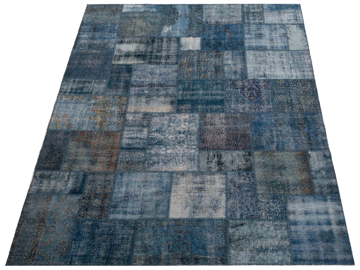 Turkish Vestige Patchwork 128951 Indigo 9x12 Hand Knotted Rug