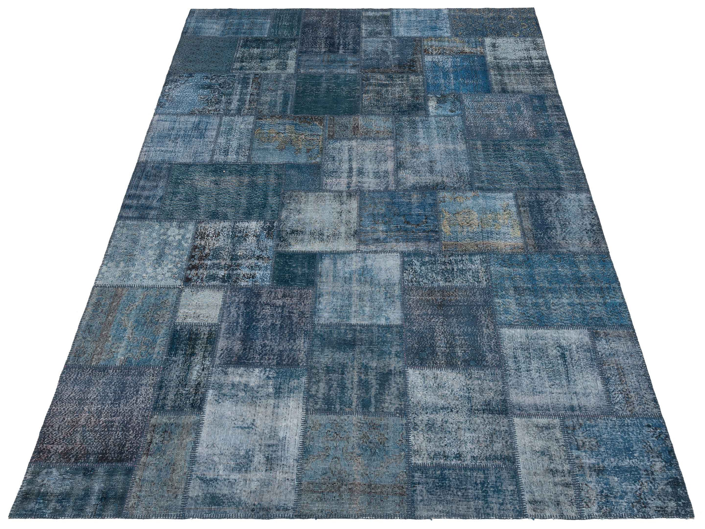 Turkish Vestige Patchwork 128957 Indigo 10x14 Hand Knotted Rug