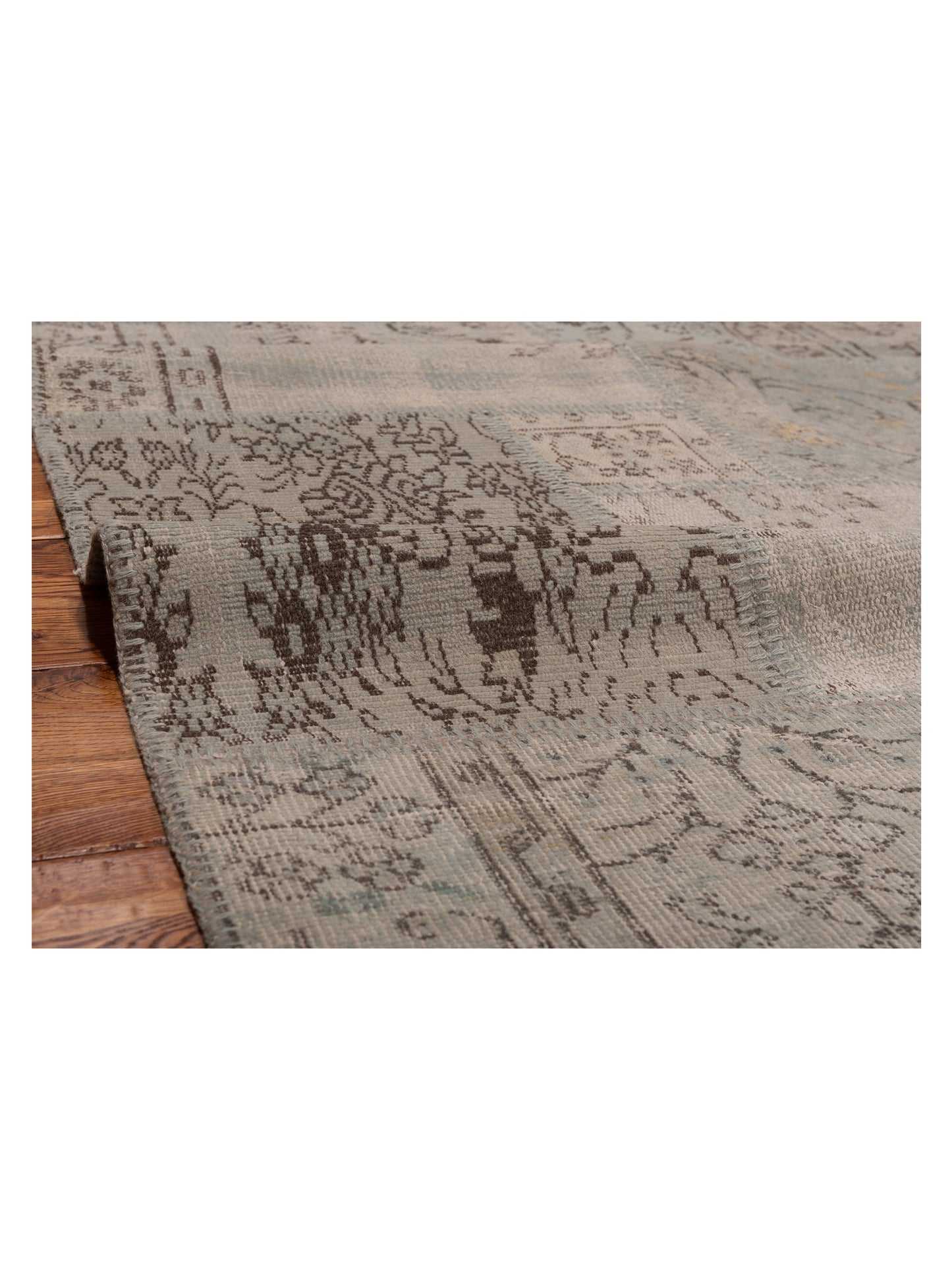 Turkish Vestige Patchwork 128966 Light Blue 4x6 Hand Knotted Rug