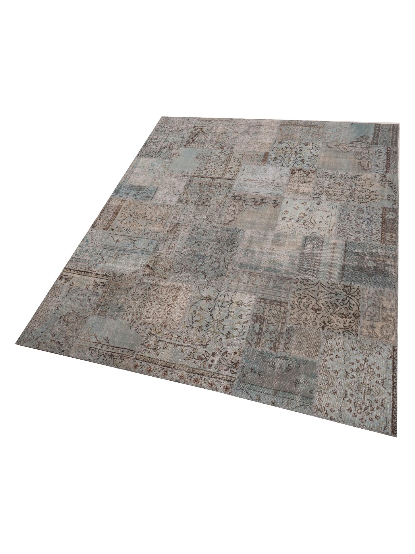 Turkish Vestige Patchwork 128971 Blue 9x12 Hand Knotted Rug