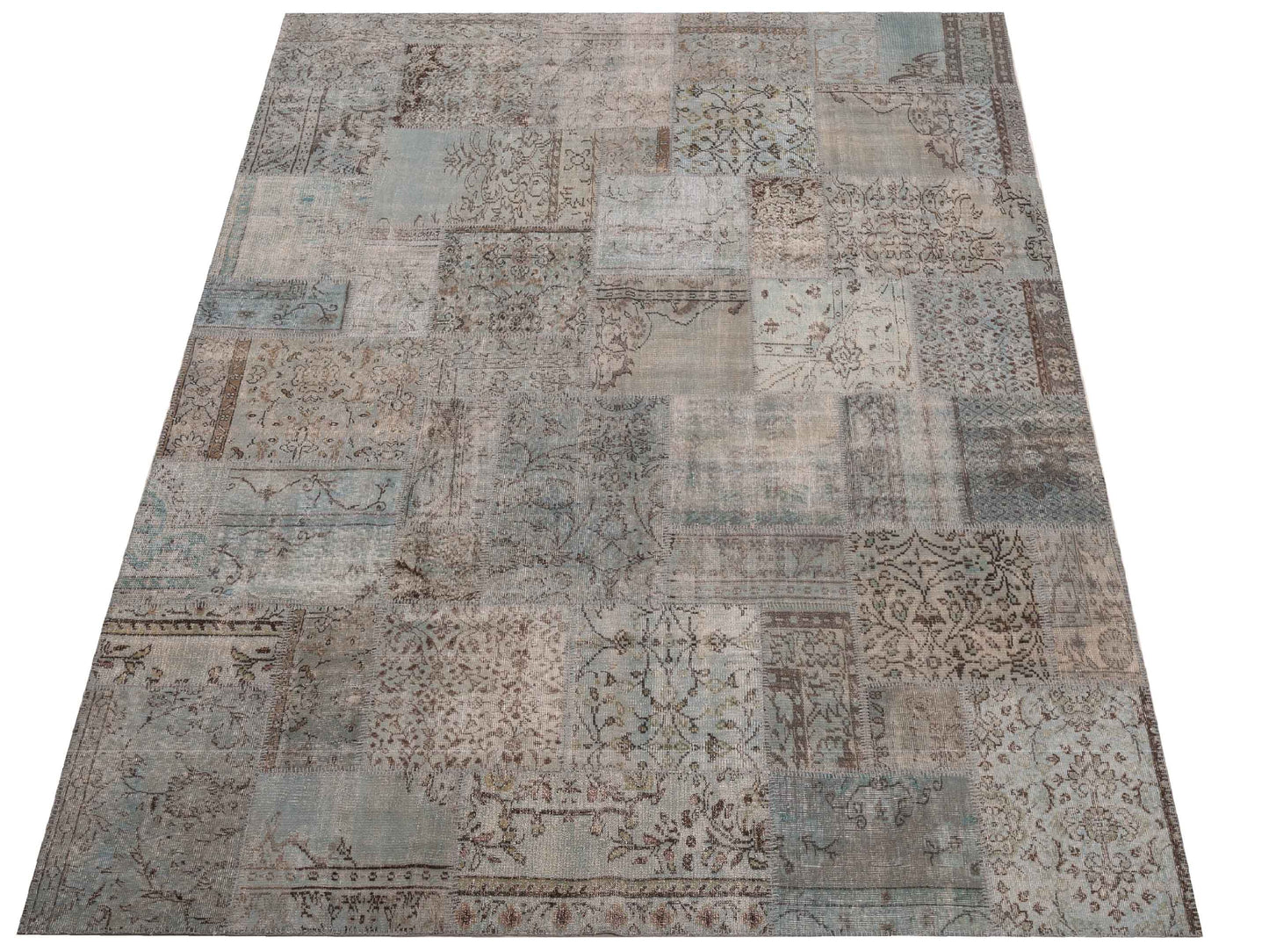 Turkish Vestige Patchwork 128971 Blue 9x12 Hand Knotted Rug