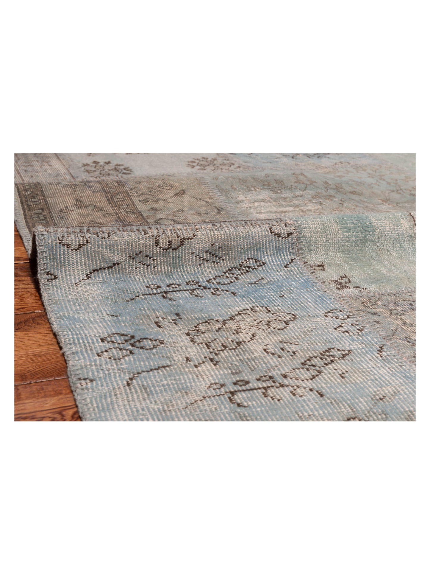 Turkish Vestige Patchwork 128973 Blue 6x9 Hand Knotted Rug