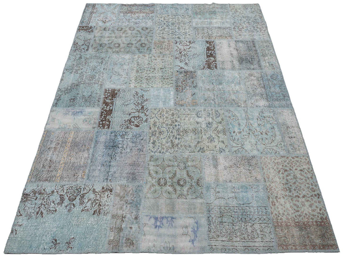 Turkish Vestige Patchwork 128979 Blue 8x10 Hand Knotted Rug